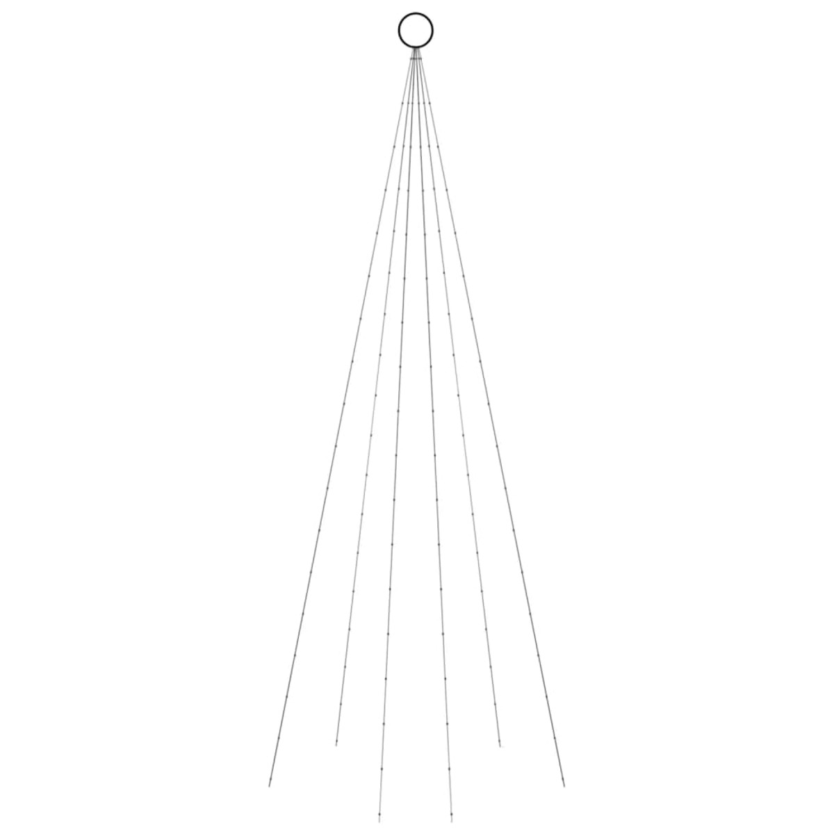 Ein minimalistisches Weihnachtsbaumdesign, bestehend aus dünnen, vertikalen Linien, die von einem zentralen Ring ausgehen.