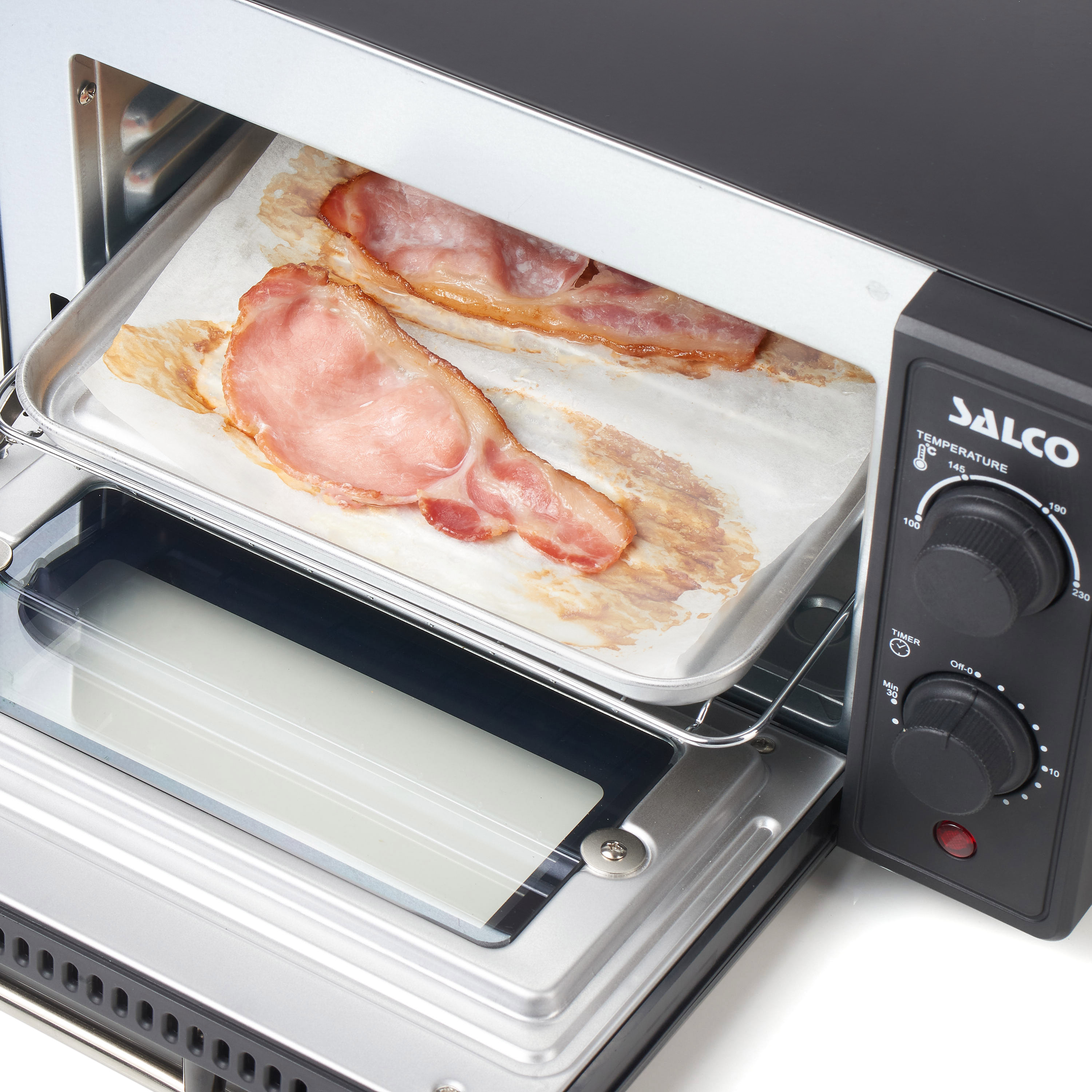 SALCO Salco Mini-Backofen, 700W, Timer, Backofen Mini 9 Abschaltautomatik, schwarz-matt Liter, Grill