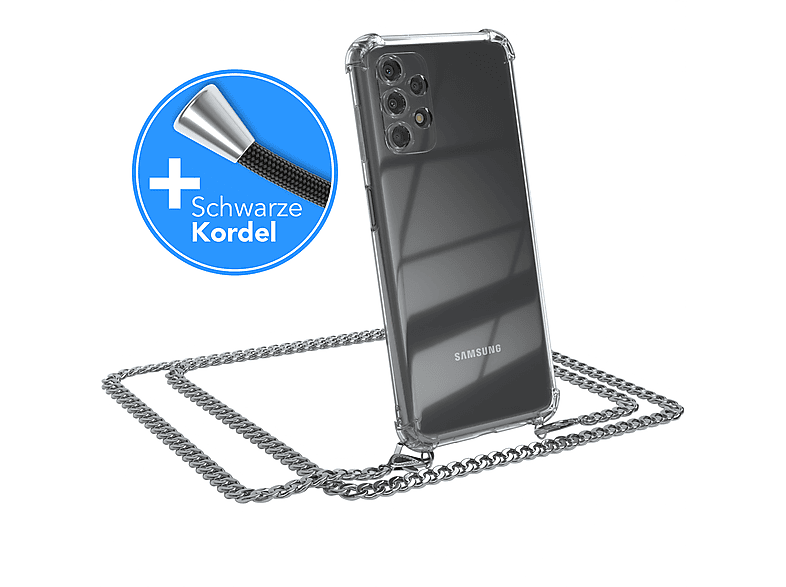 Silber Schwarz, EAZY Umhängetasche, Kordel Galaxy Samsung, + Metall extra Handykette A13, CASE