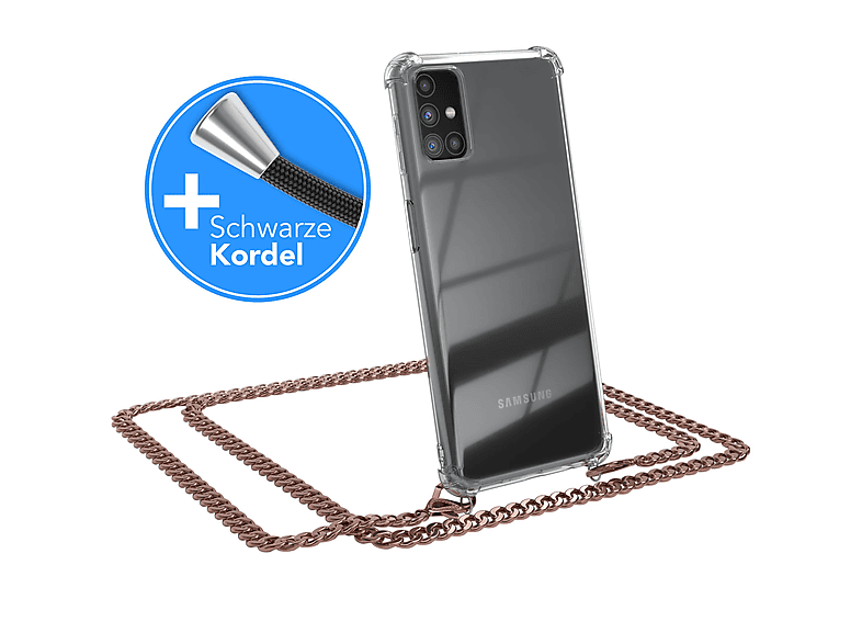 EAZY CASE Handykette Metall + extra Kordel Schwarz, Umhängetasche, Samsung, Galaxy M31s, Rose