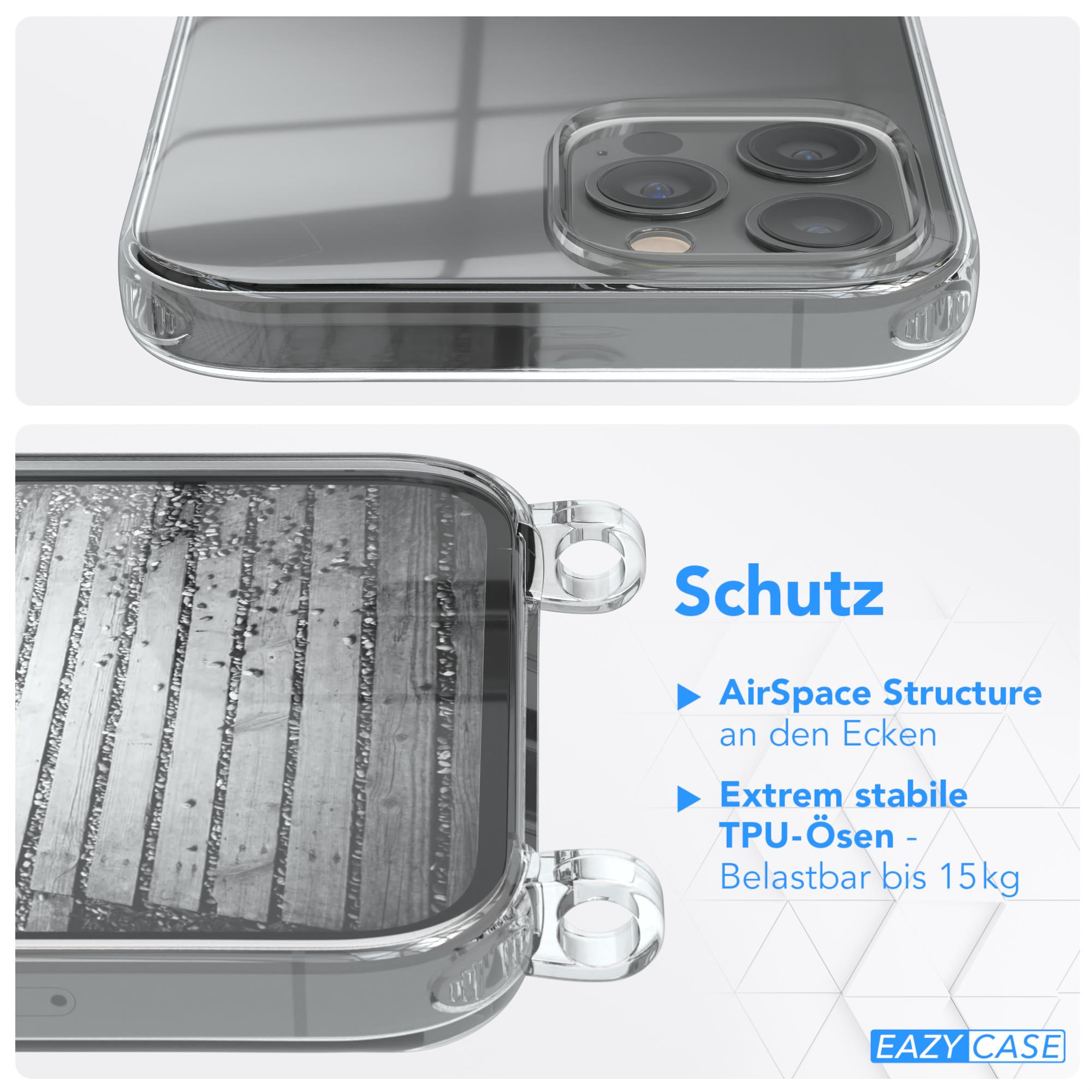 extra Schwarz, 12 Umhängetasche, Metall Kordel + Max, EAZY Pro Apple, Handykette iPhone Silber CASE