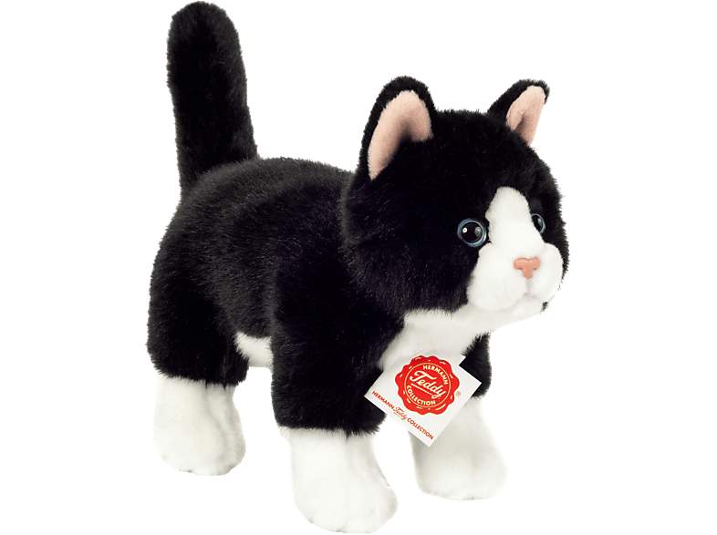 TEDDY HERMANN Plüschtier 20 cm schwarz/weiß stehend Katze