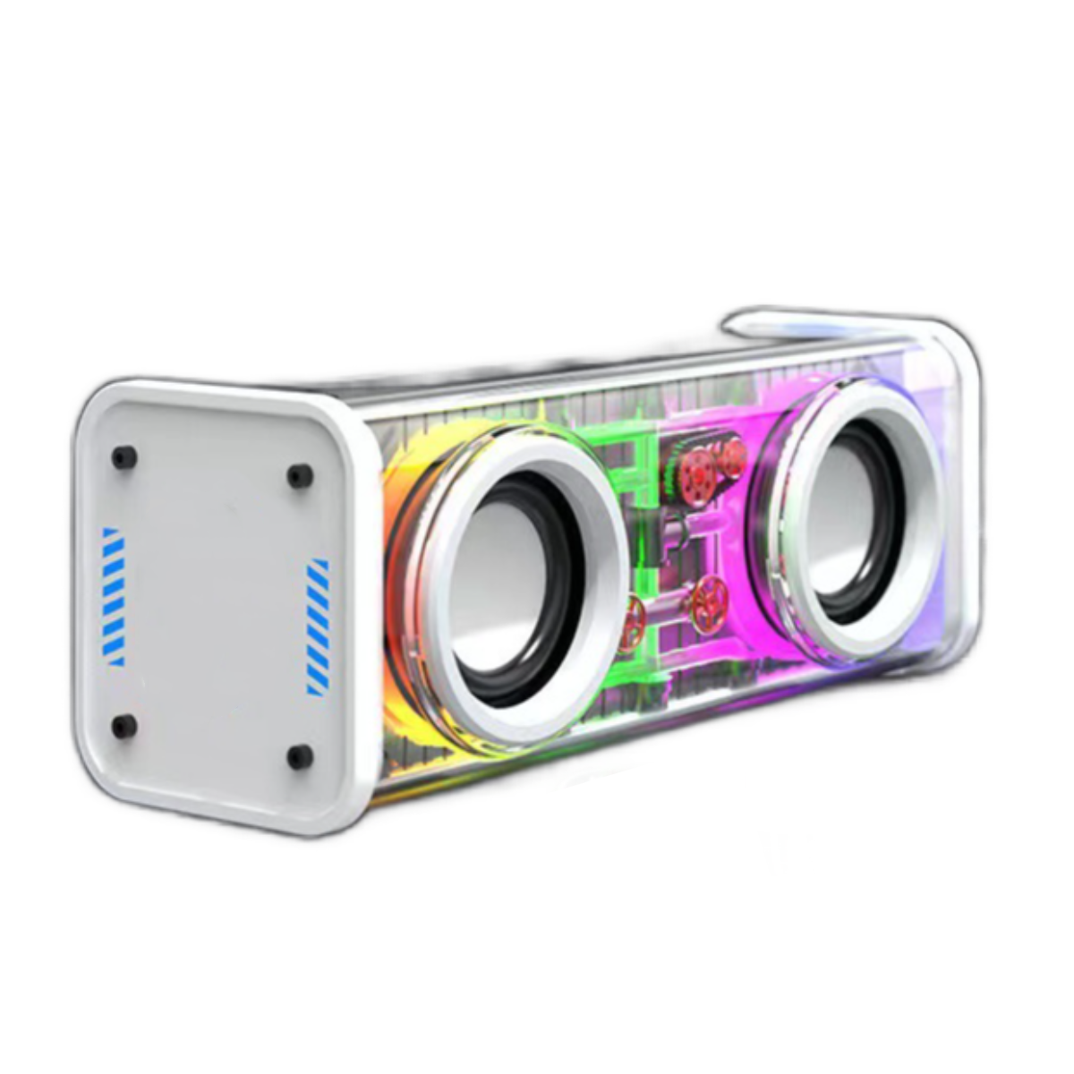 UWOT Transparenter Weiß Bluetooth Lichter, hochwertige W: 5.0-Lautsprecher Subwoofer, Wireless 10 bunte Dual-Lautsprecher, weiß