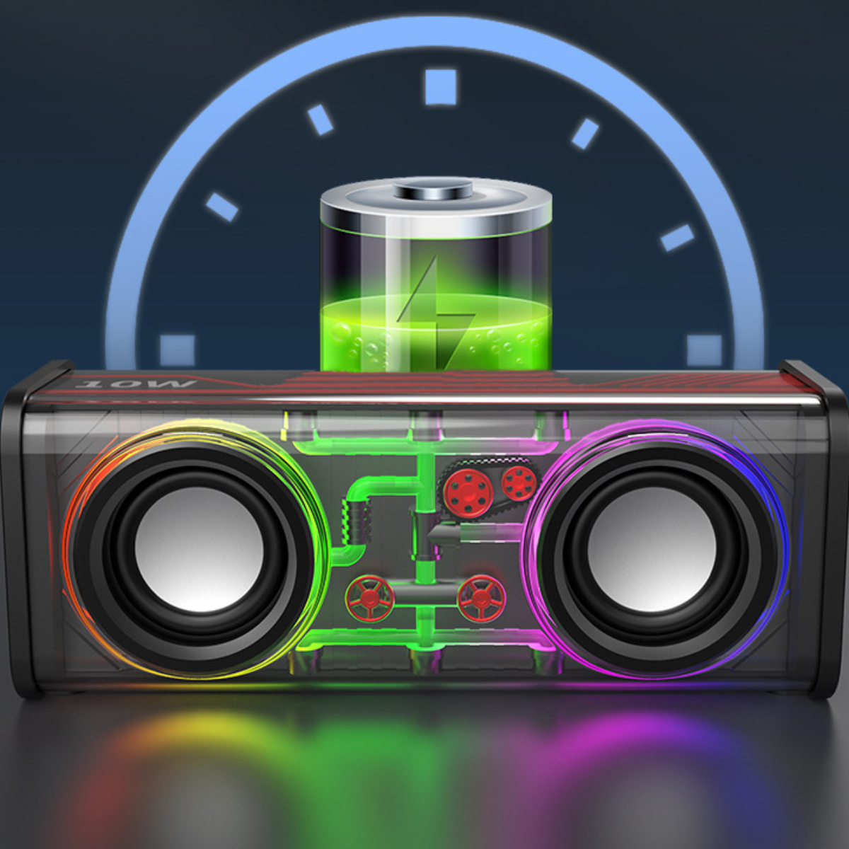 hochwertige Subwoofer, W: Bluetooth bunte Lichter, Weiß Transparenter UWOT weiß 5.0-Lautsprecher 10 Dual-Lautsprecher, Wireless