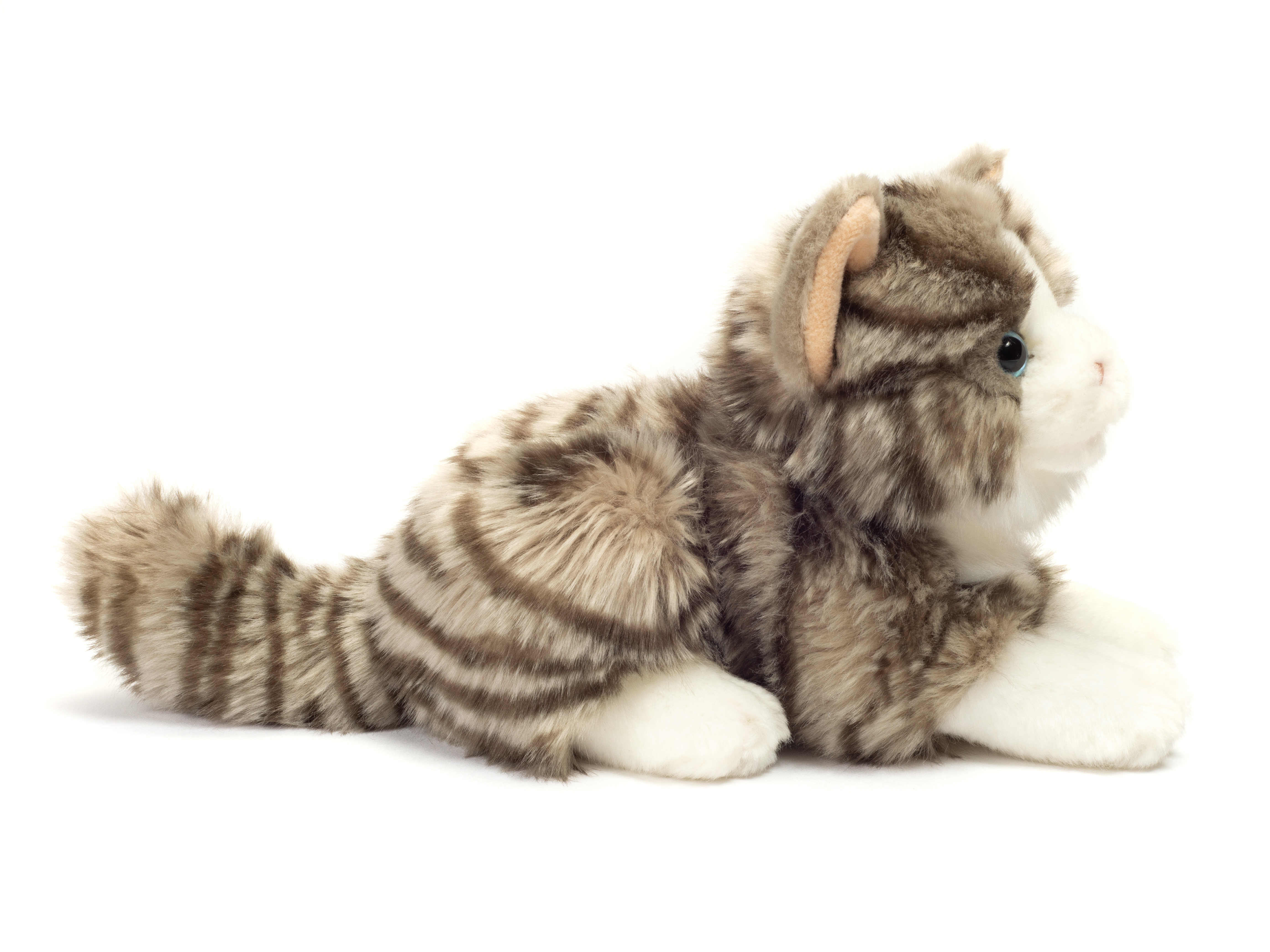 TEDDY HERMANN Katze liegend 20 cm Plüschtier grau