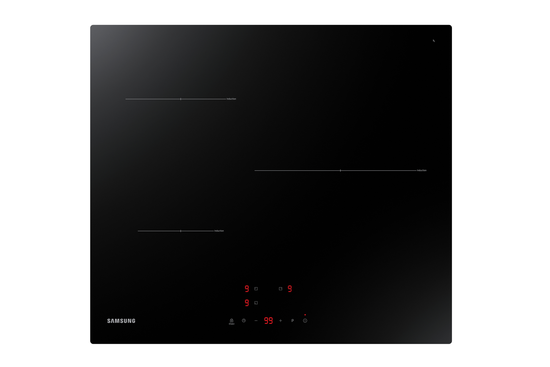 Placa de inducción - SAMSUNG NZ63T3706A1/UR, 3 zona(s) zonas, 590 mm, Negro