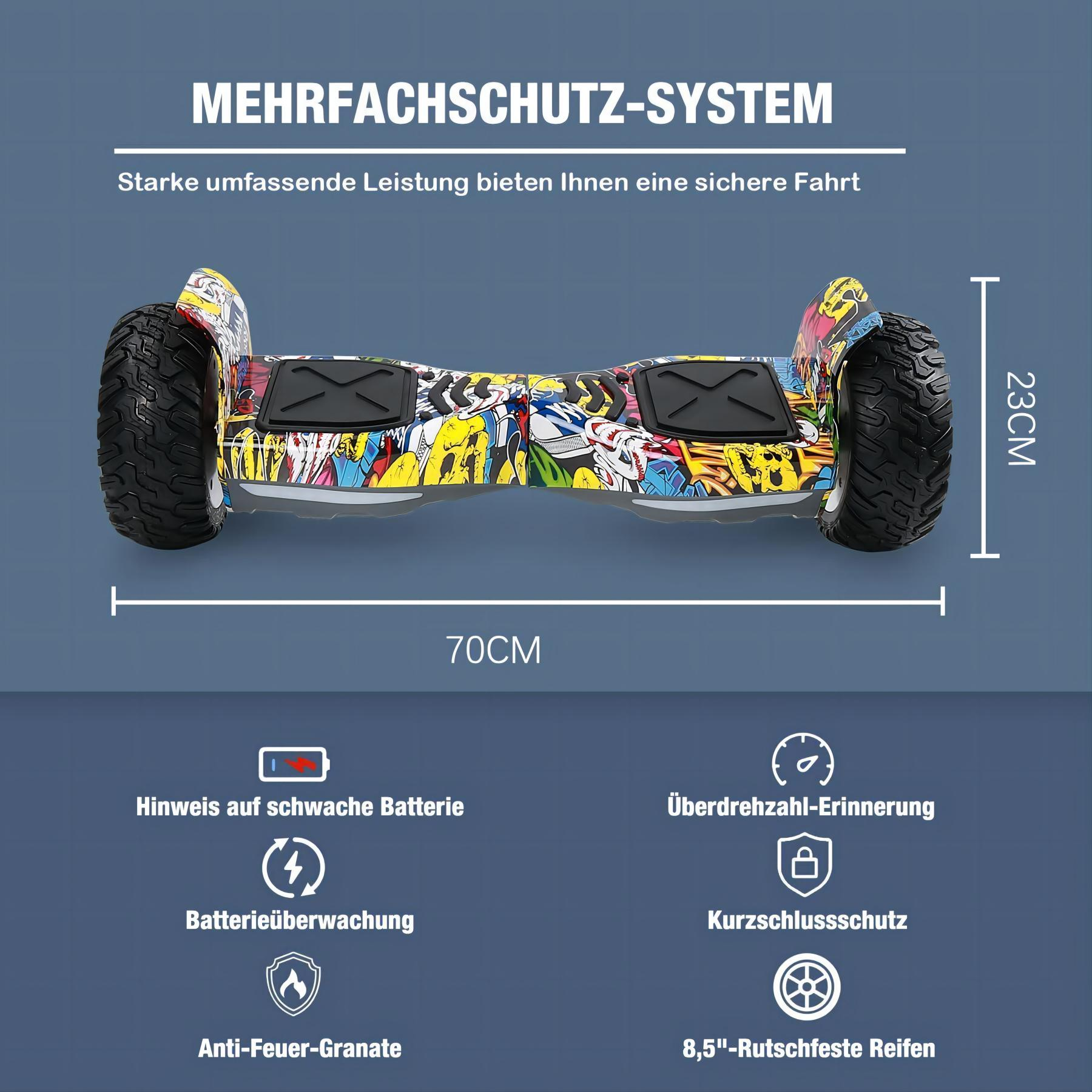 RCB HM2 Hoverboard mit Sitz Zoll, Balance Board (8,5 Hippop)