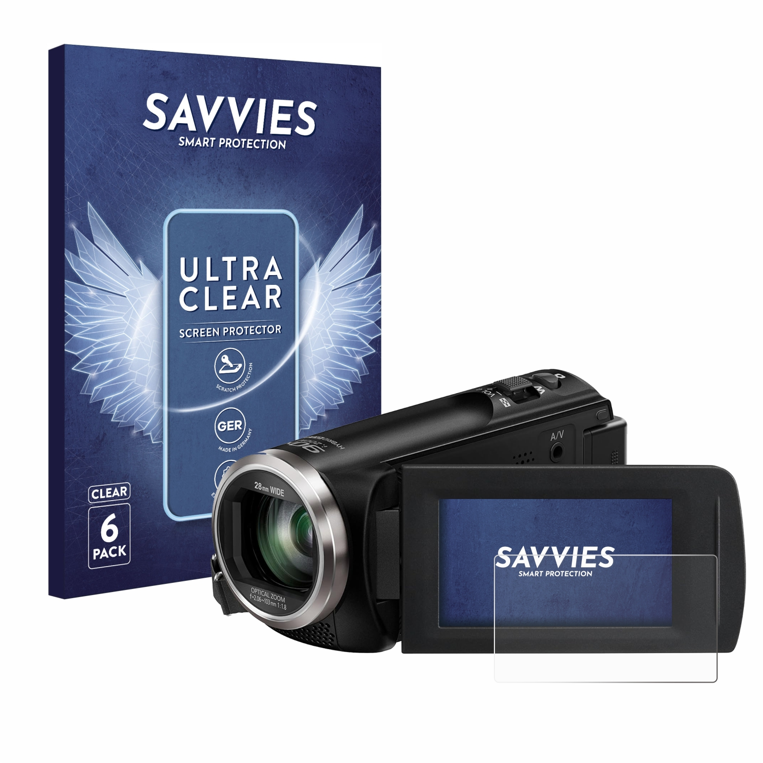 SAVVIES Panasonic 6x HC-V180) Schutzfolie(für klare