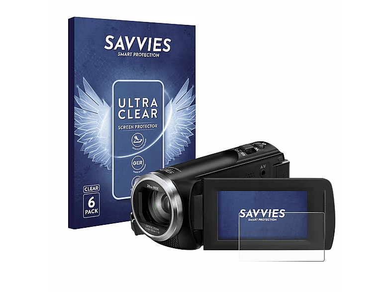 SAVVIES 6x klare Schutzfolie(für Panasonic HC-V180)
