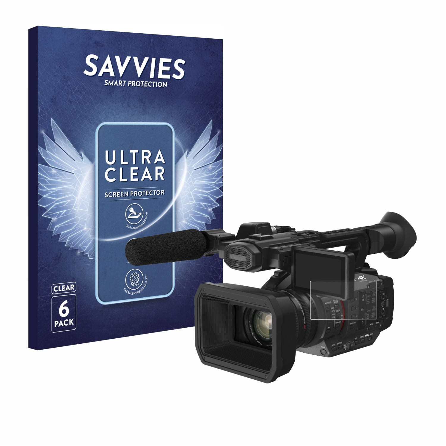 SAVVIES 6x klare Schutzfolie(für Panasonic HC-X2)
