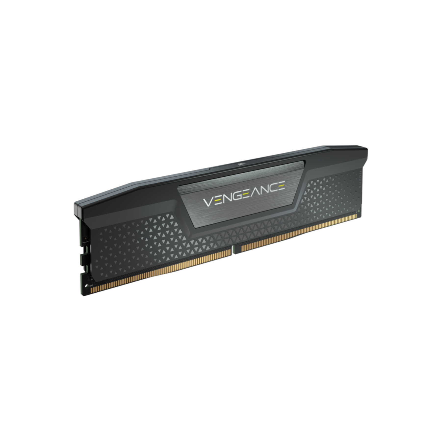 Memoria RAM Corsair Vengeance. Negro con logo Vengeance plateado y pines dorados.