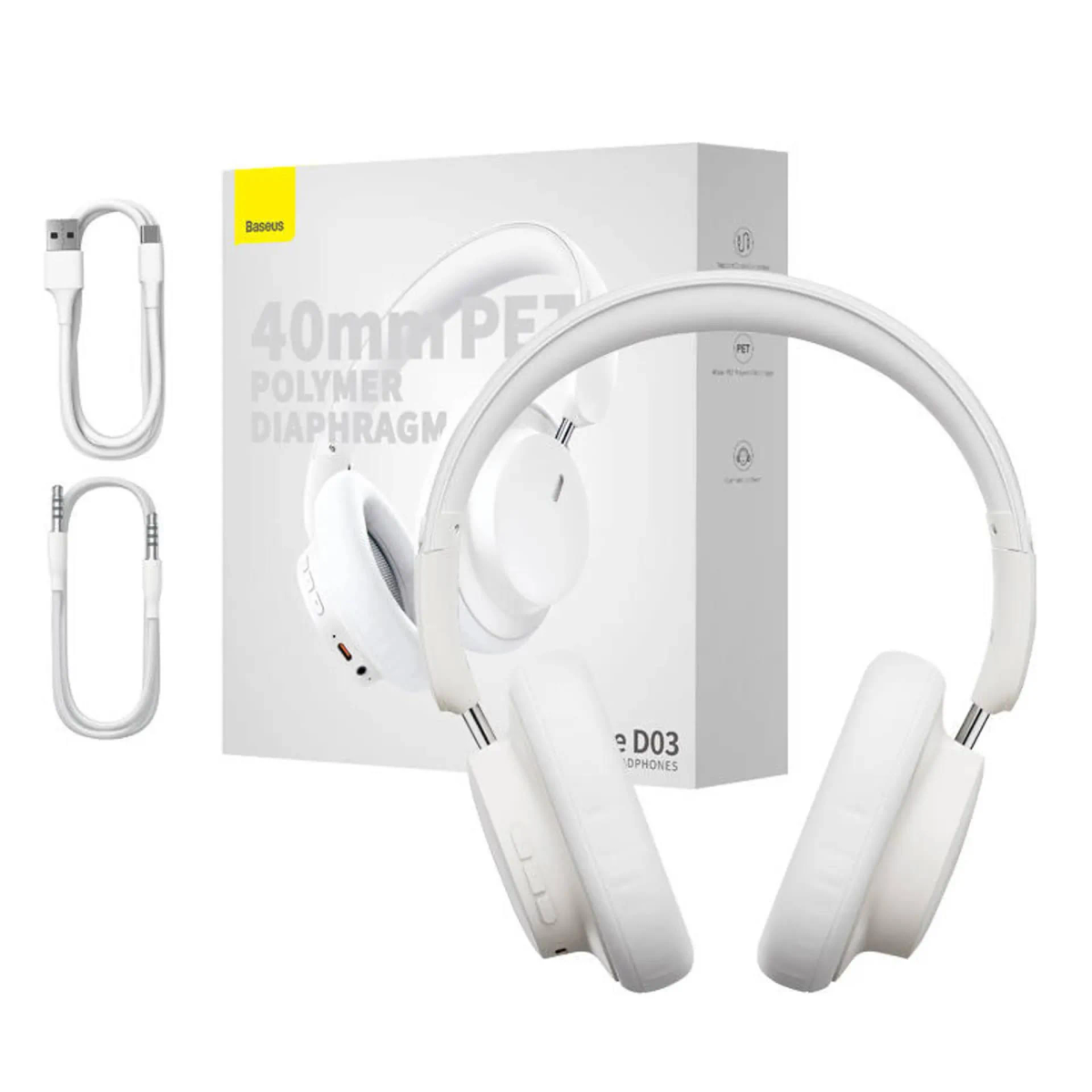 BASEUS Bluetooth-Kopfhörer Bluetooth Weiß 6932172625931, Over-ear