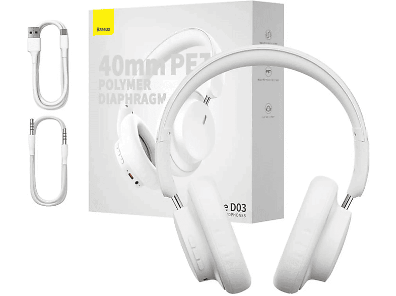 BASEUS 6932172625931, Over-ear Bluetooth-Kopfhörer Bluetooth Weiß