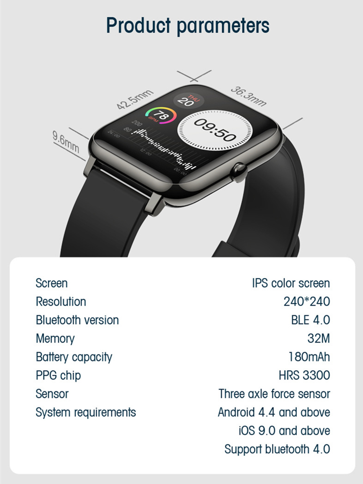 Grau Smartwatch BRIGHTAKE Smartwatch 64G Kompatibilität Touchscreen 1.4\