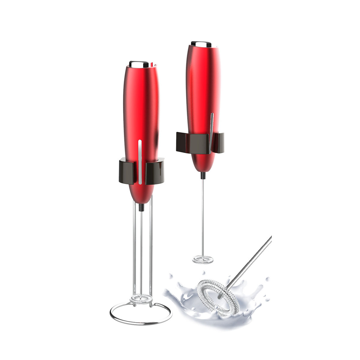 LACAMAX Roter elektrischer Milchaufschäumer, Milchaufschäumer leicht Stabiles Rühren, kompakt Watt - 6 und Rot