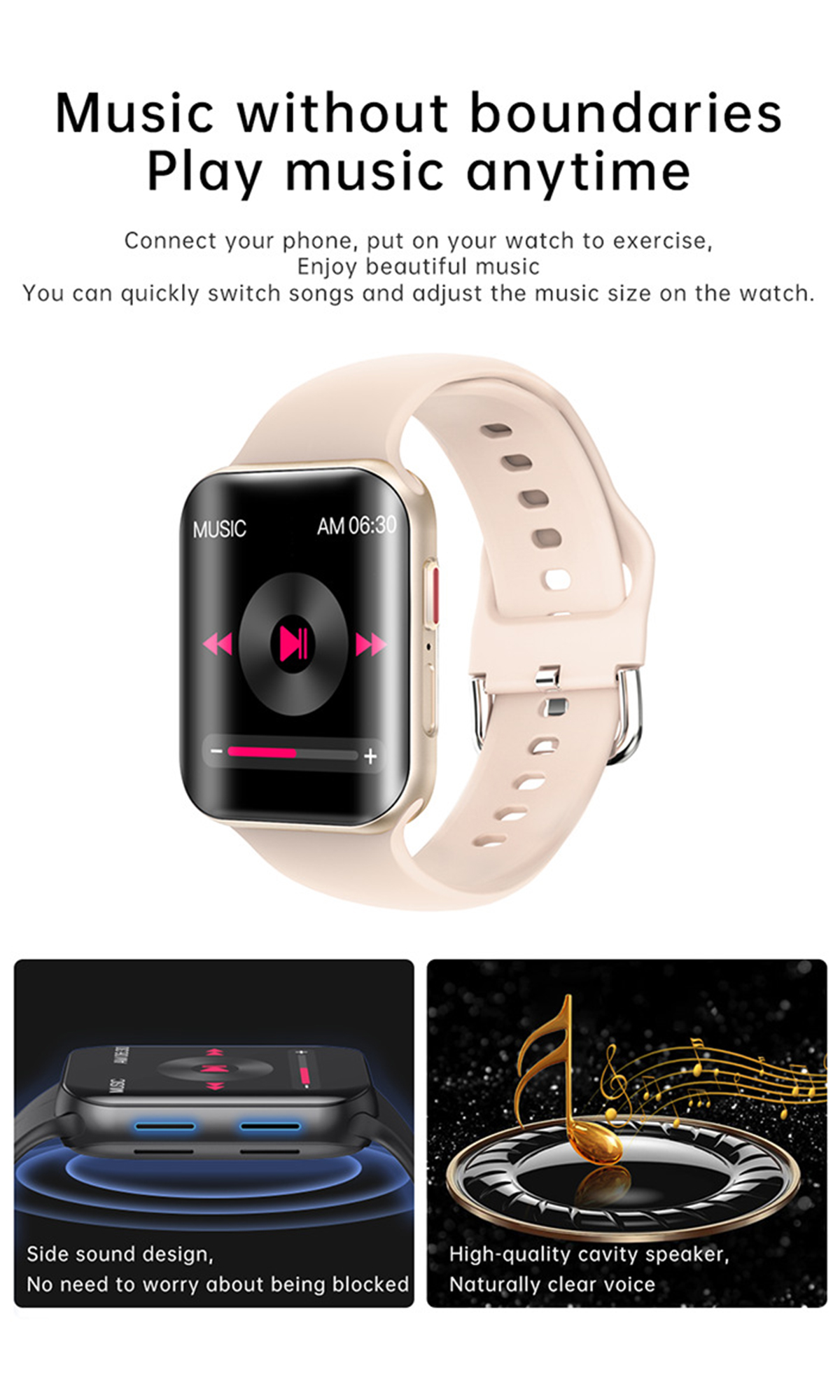 Rosa Kieselerde, mit Smartwatch BRIGHTAKE Temperaturmessung Armbanduhr Bluetooth-Anruf Smart