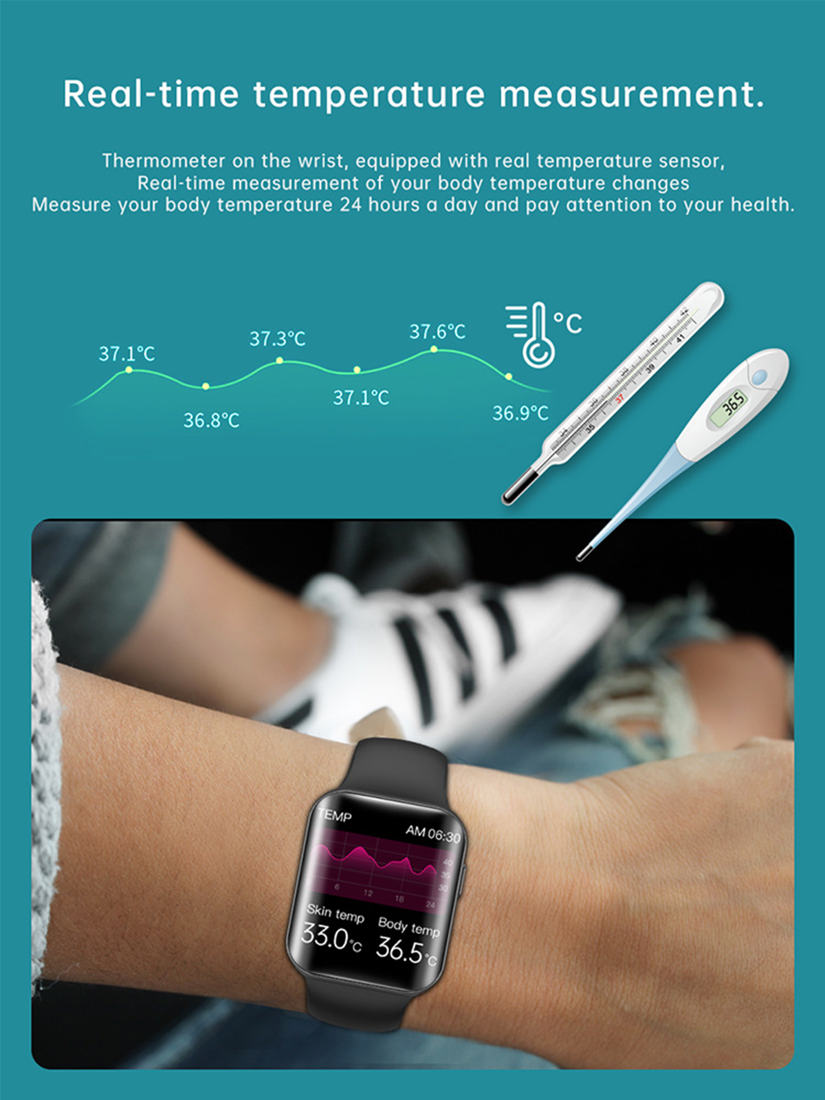 Smart Kieselerde, Gold Smartwatch Armbanduhr Bluetooth-Anruf Temperaturmessung BRIGHTAKE mit