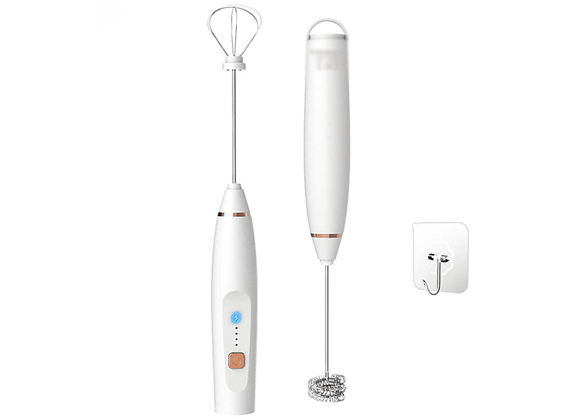 LACAMAX Weißer elektrischer Milchaufschäumer - Versteckter Haken, kabelloser Komfort Milchaufschäumer, Weiß, 5 Watt