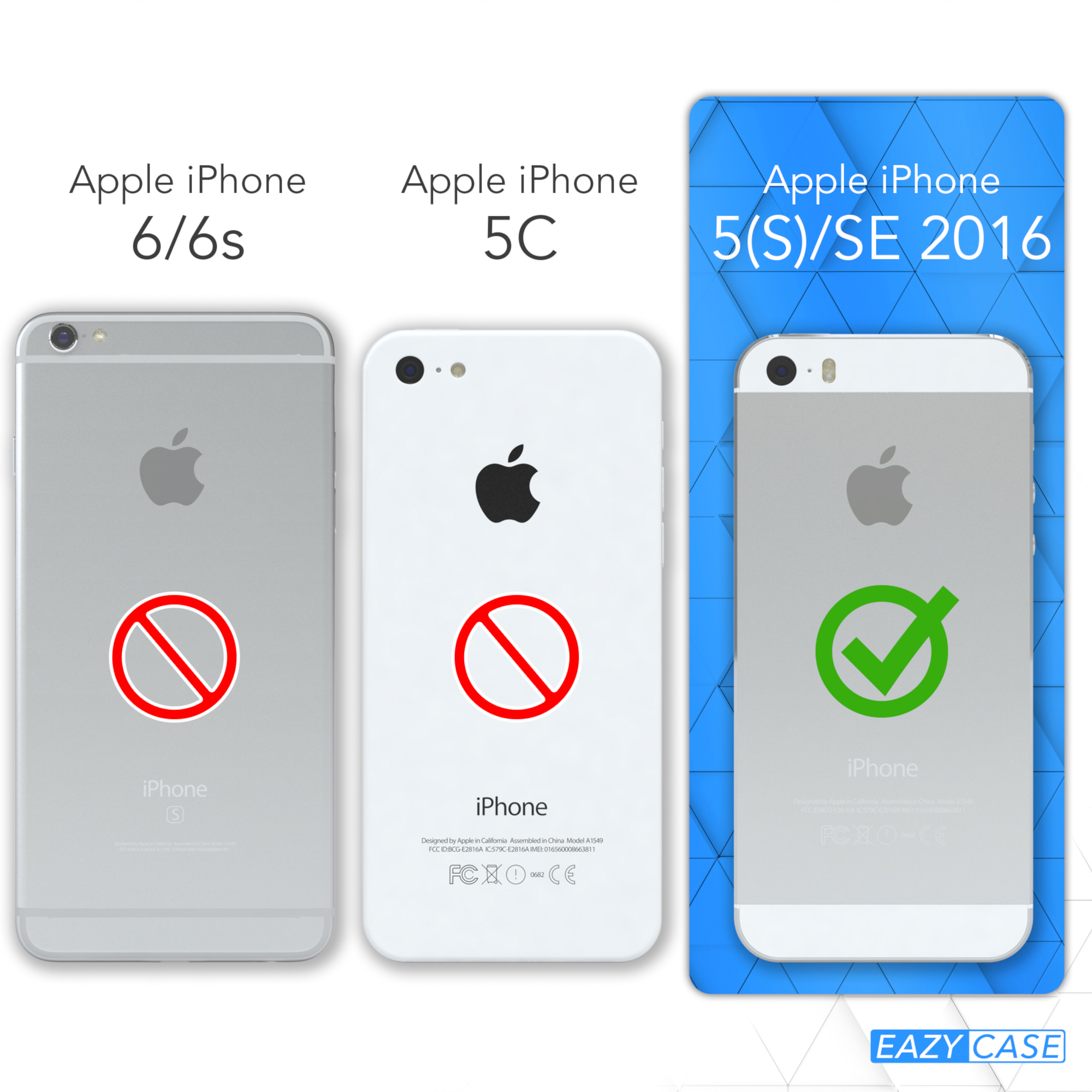 EAZY CASE Handykette Metall + Apple, Umhängetasche, Anthrazit Schwarz, 5 iPhone Grau 5S, / extra iPhone Kordel 2016, SE