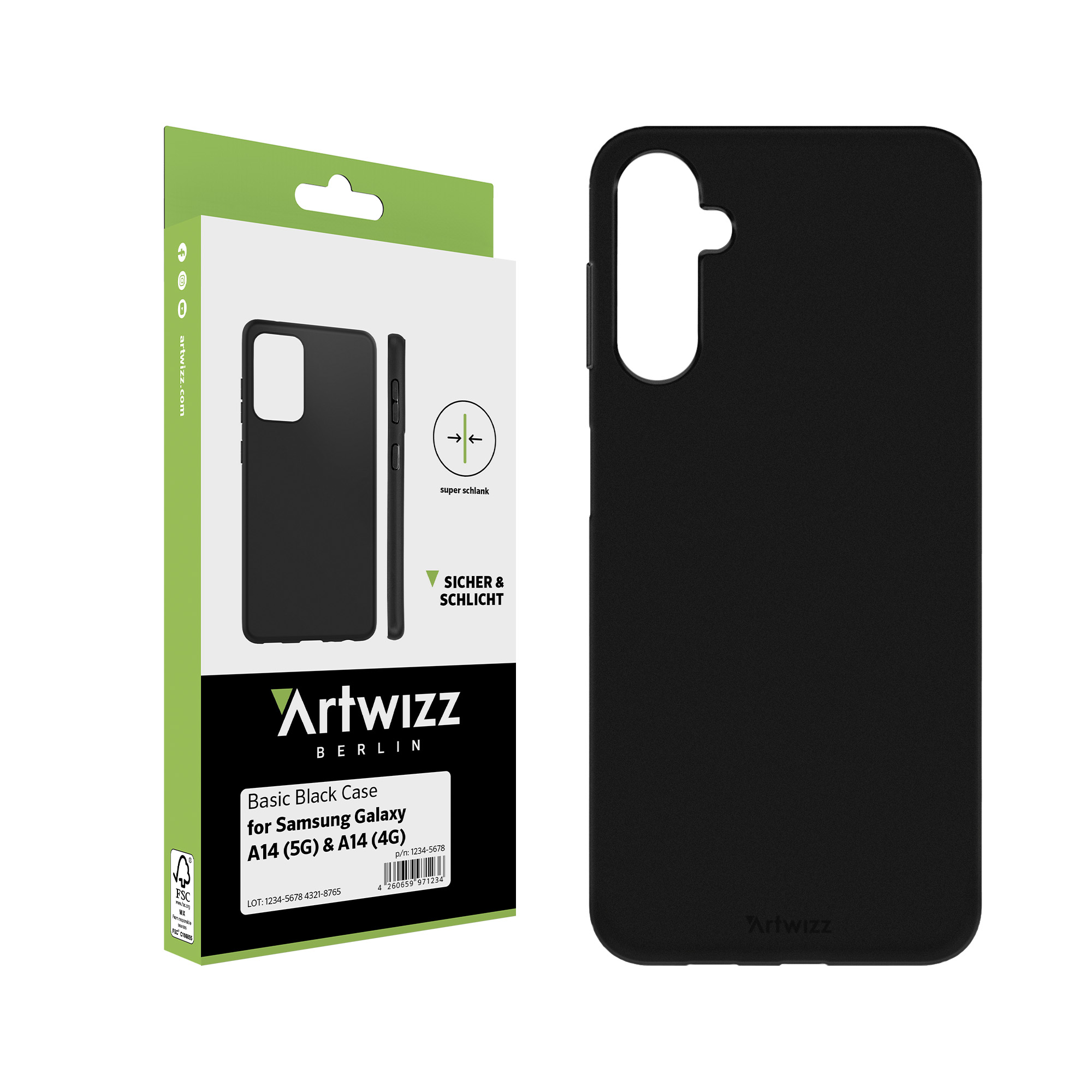 ARTWIZZ Basic Black Case Samsung für Galaxy A14 Samsung, Galaxy A14 (5G/4G), (5G/4G), Backcover, Schwarz
