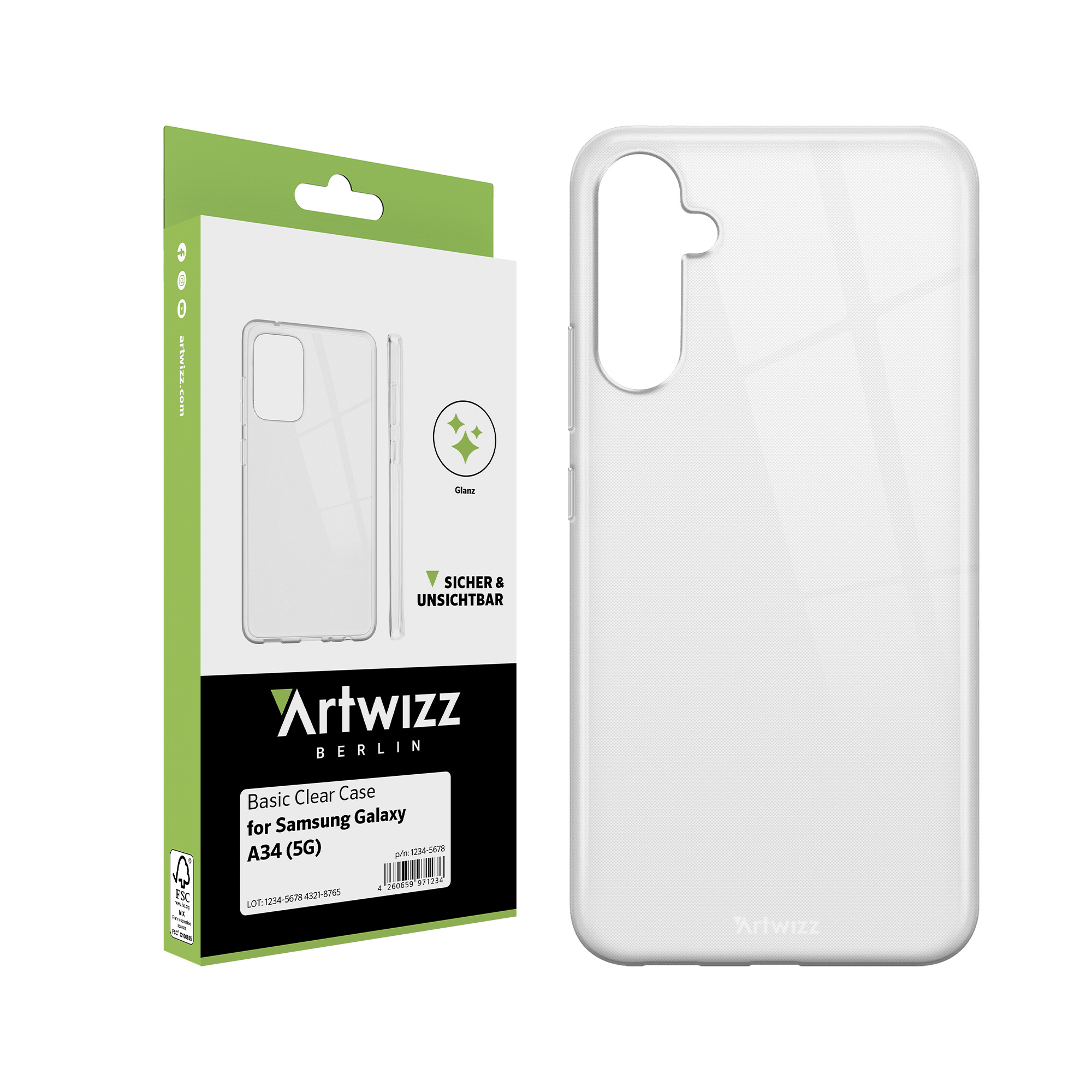 ARTWIZZ Basic A34 Schutzhülle Backcover, Samsung, TPU Clear Case, Transparent Transparente Galaxy mit (5G), Kratzresistenz, aus