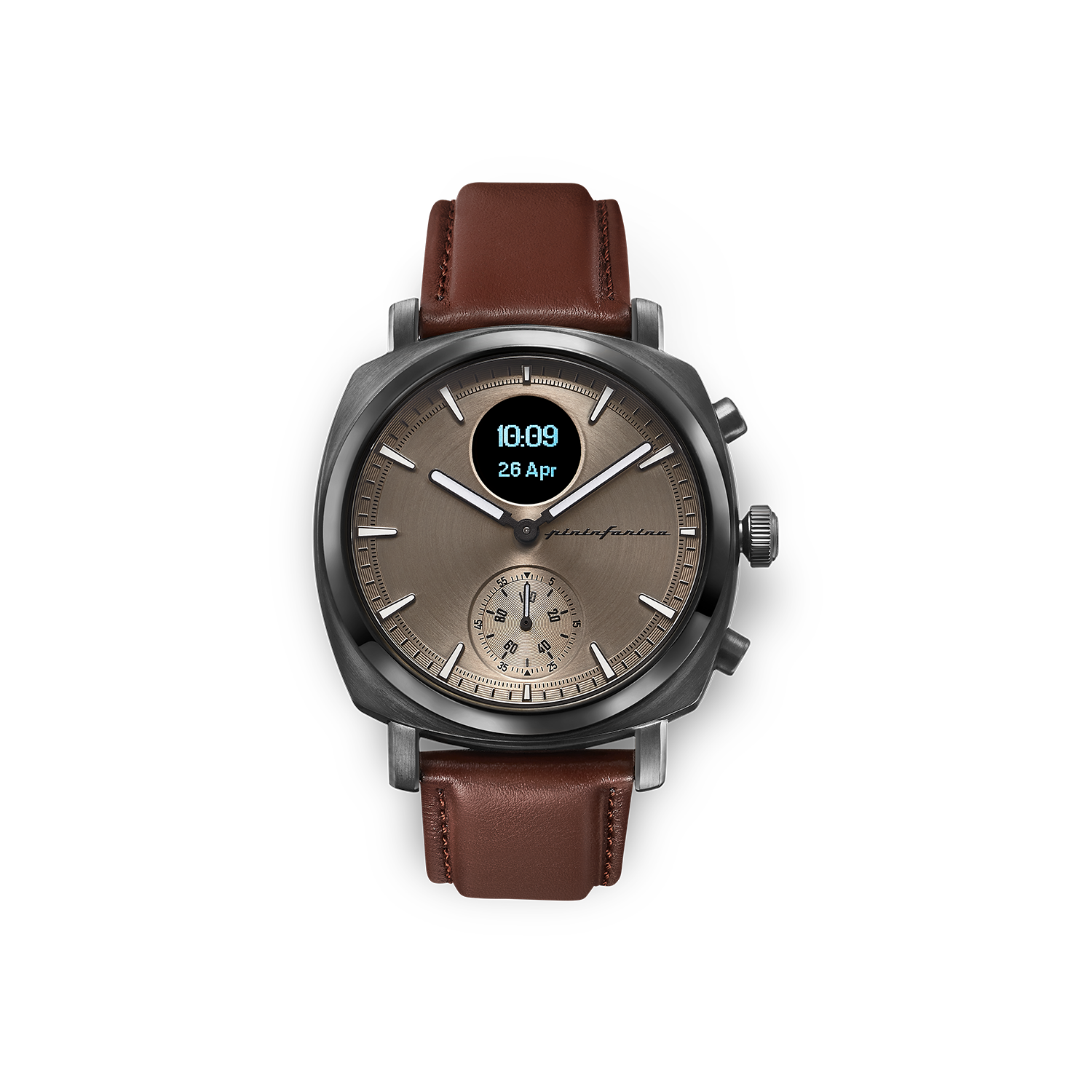 PININFARINA Senso Hybrid digitalem Genuine mit – Display Dark Smartwatch leather, grey Analoge
