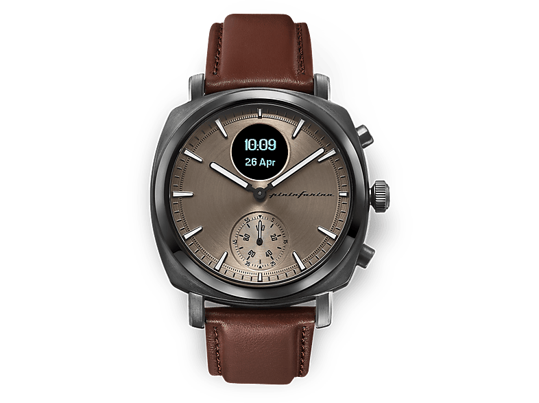 PININFARINA Senso Hybrid – Analoge mit digitalem Display Smartwatch Genuine leather, Dark grey