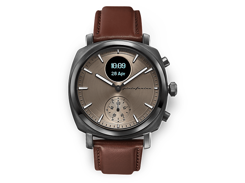 PININFARINA Senso Hybrid – Analoge Genuine Dark leather, digitalem Smartwatch Display grey mit