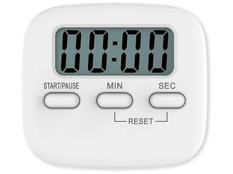 LACAMAX Weißer Timer - Standfuß, Haftmagnet, integrierter Lautsprecher Zeitmessgerät