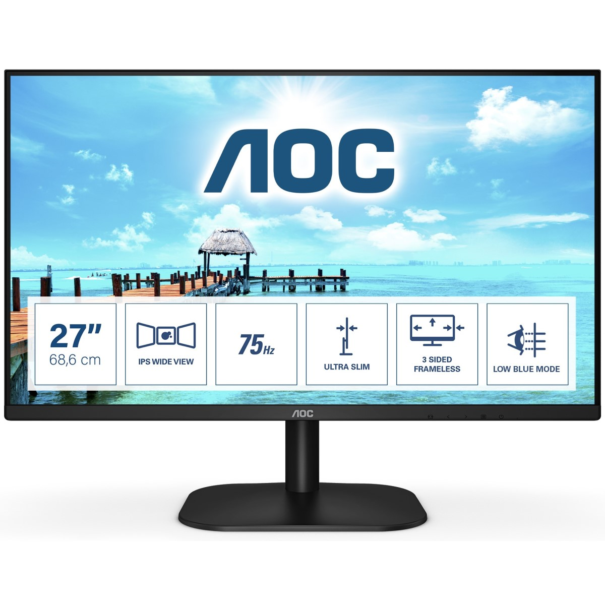 AOC (7 , Reaktionszeit Hz 27B2H Zoll nativ) , Hz Monitor ms 27 LED Full-HD 60 75