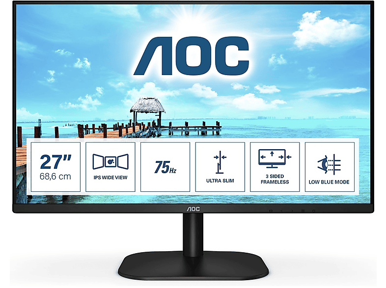 AOC 27B2H LED 60 nativ) Full-HD , 75 Hz Zoll Hz Monitor , Reaktionszeit (7 27 ms