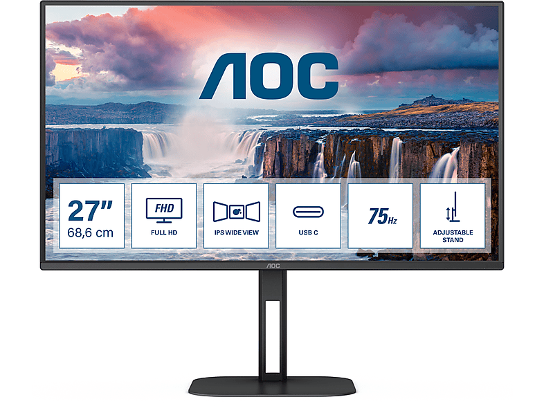 AOC 27V5C/BK 27 Zoll Full-HD Monitor (4 ms Reaktionszeit , 75Hz , 75 Hz nativ)