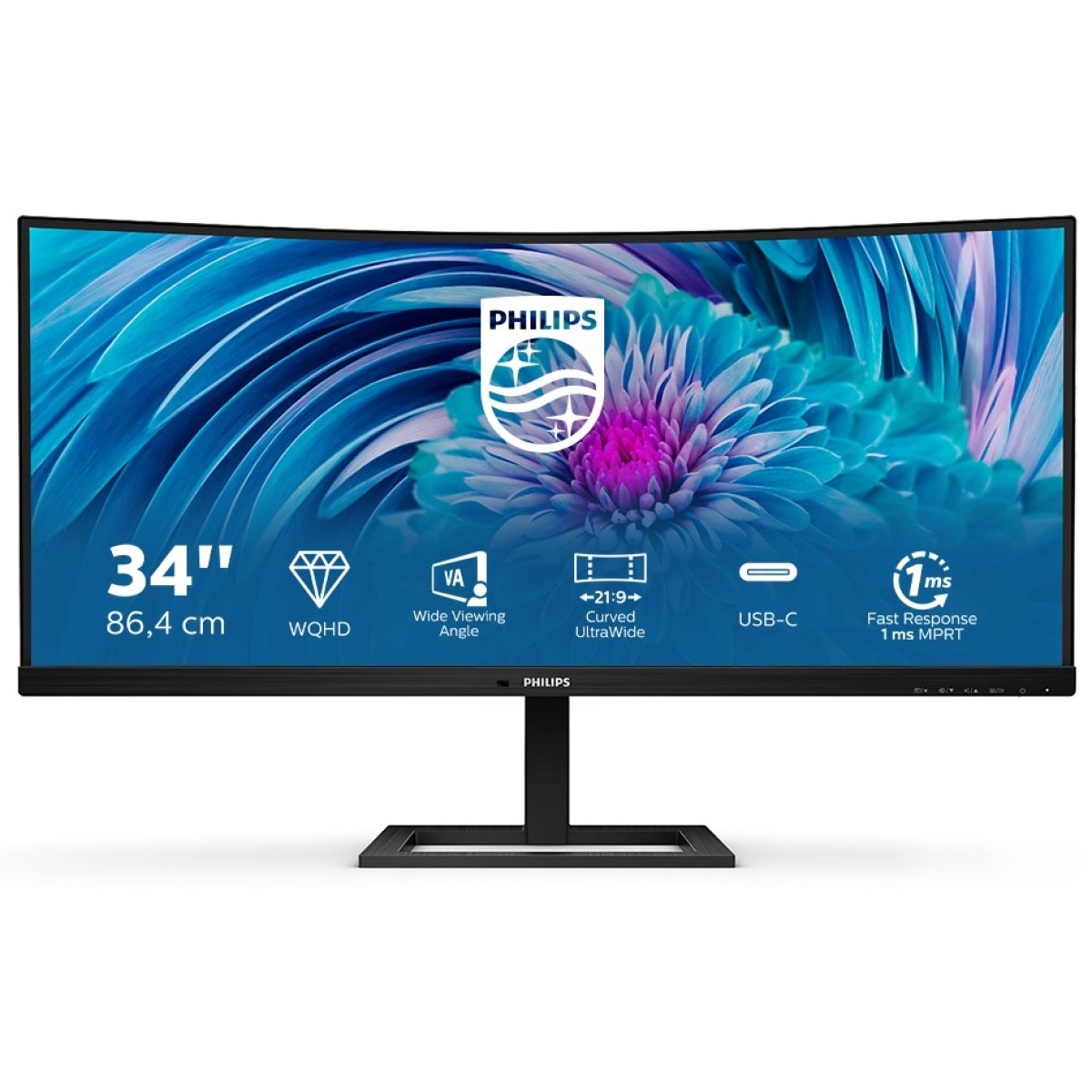 PHILIPS 346E2CUAE/00 Premium Kavisli 34 inç Full-HD 1 ms 60 Hz Monitör Siyah