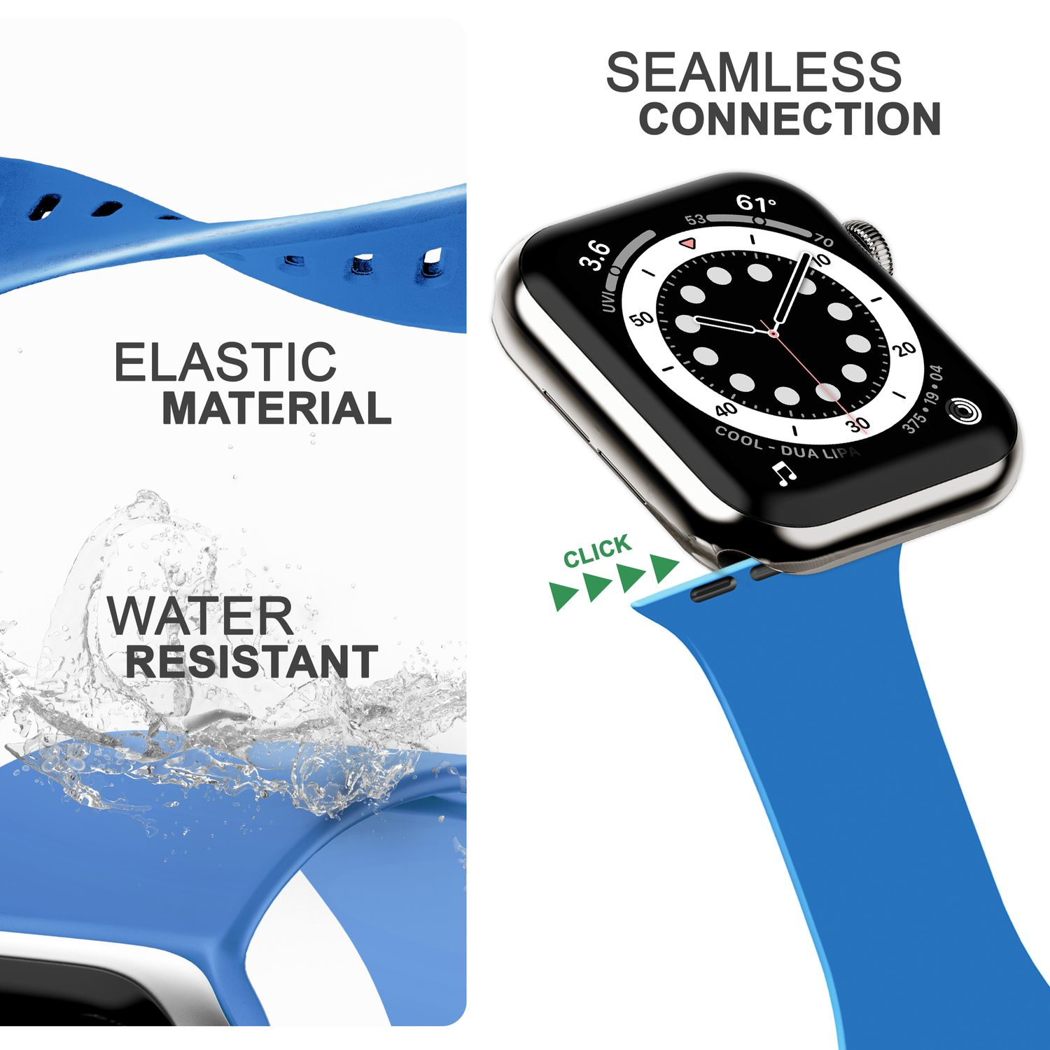 Smartwatch Ersatzarmband, Armband, NALIA 38mm/40mm/41mm, Silikon Apple Hellblau Apple, Watch