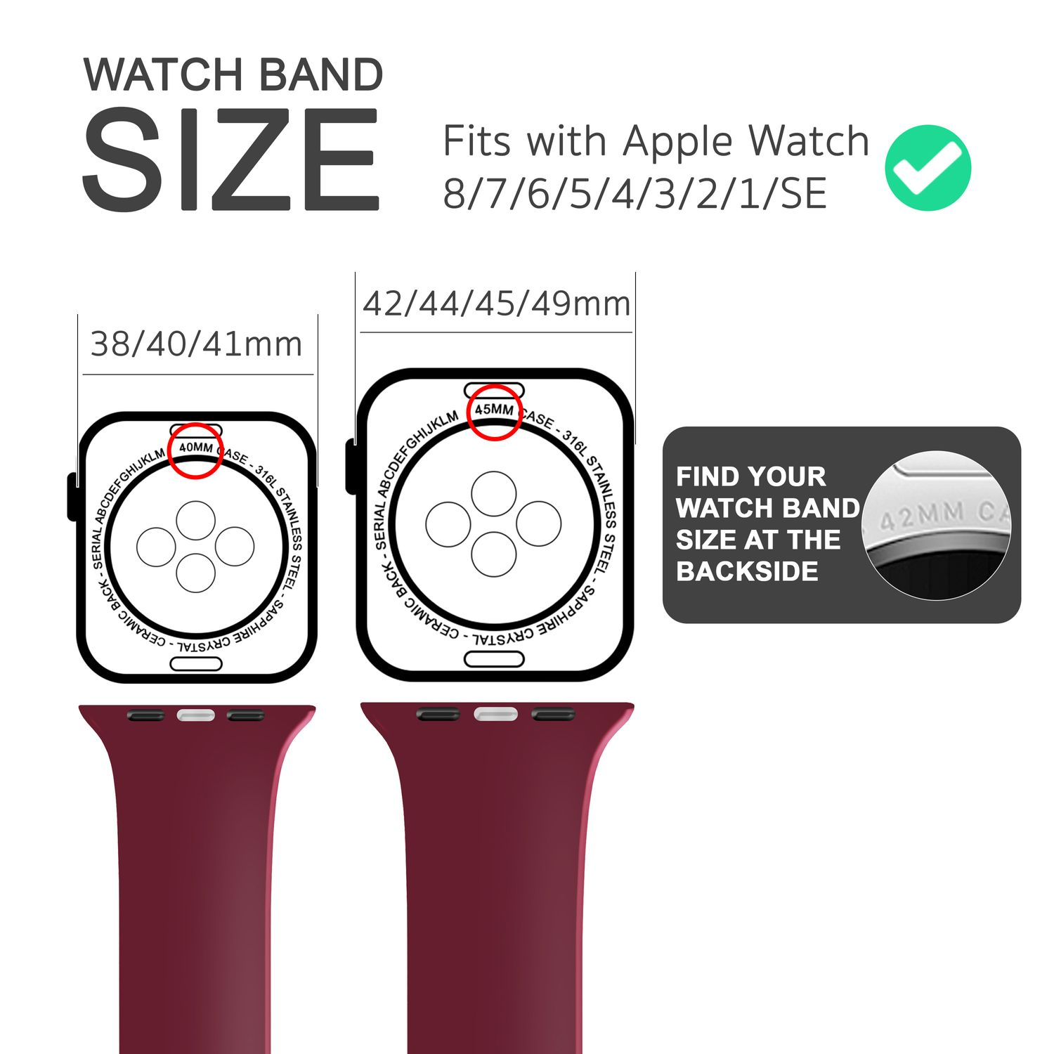 NALIA Smartwatch Silikon Armband, Apple Ersatzarmband, Watch 38mm/40mm/41mm, Dunkelrot Apple