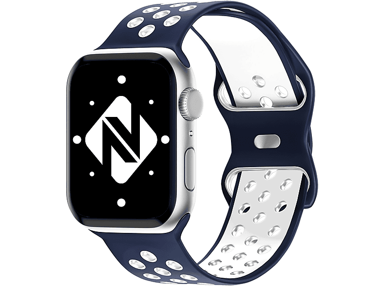 NALIA Ersatzarmband, Watch Weiß Airflow Apple Armband, Blau Smart-Watch Silikon Apple, 38mm/40mm/41mm,