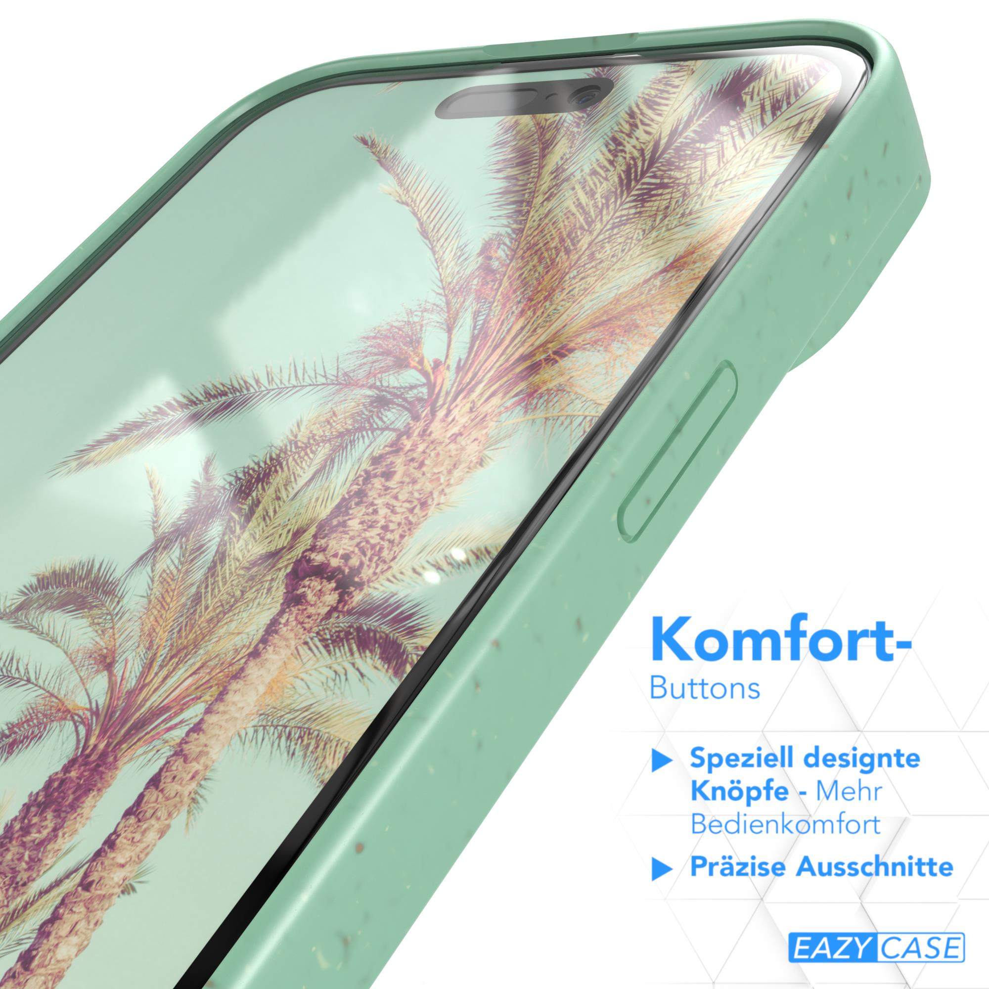 Eine grüne Handyhülle mit Palmenmotiv und dem Text 'Komfort-Buttons'.