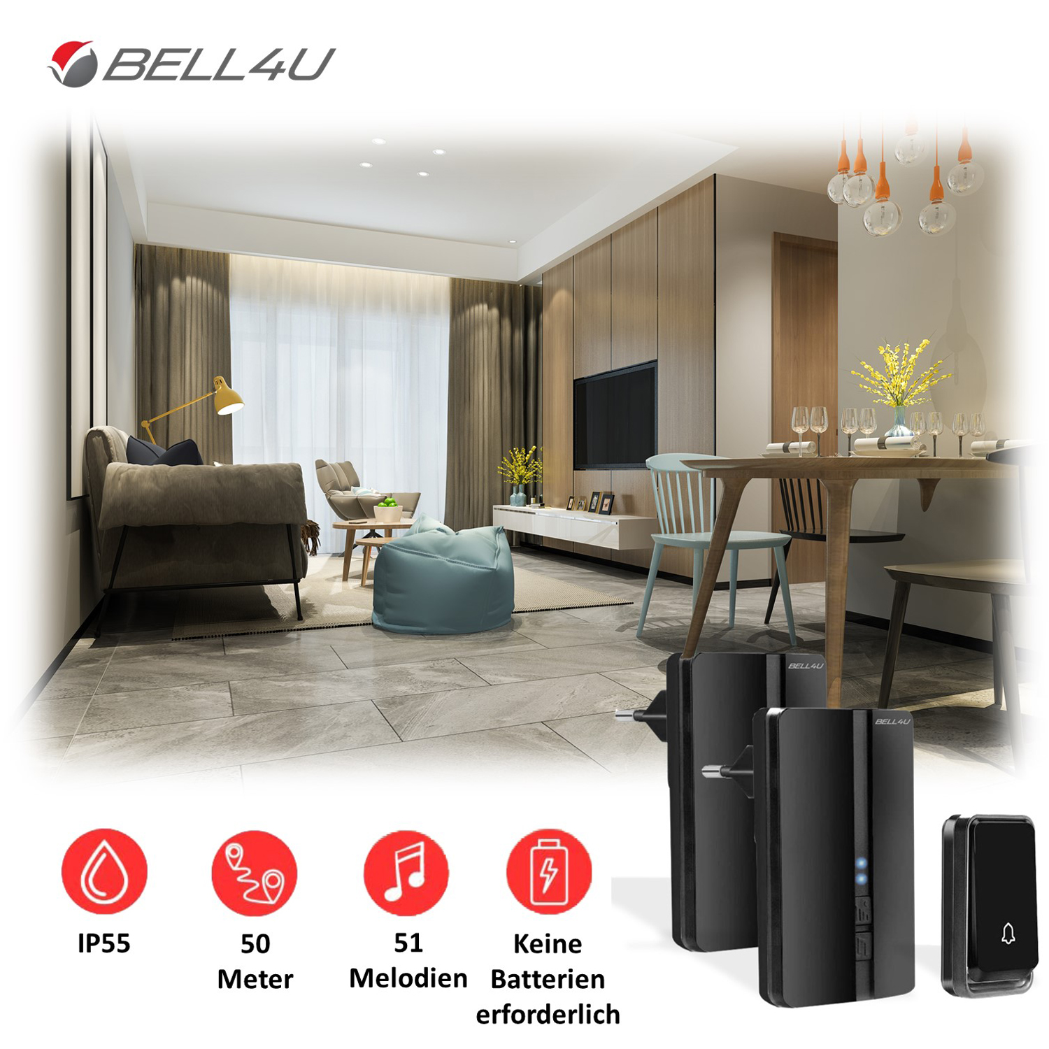BELL4U - Batterielos Türklingel Empfänger 2