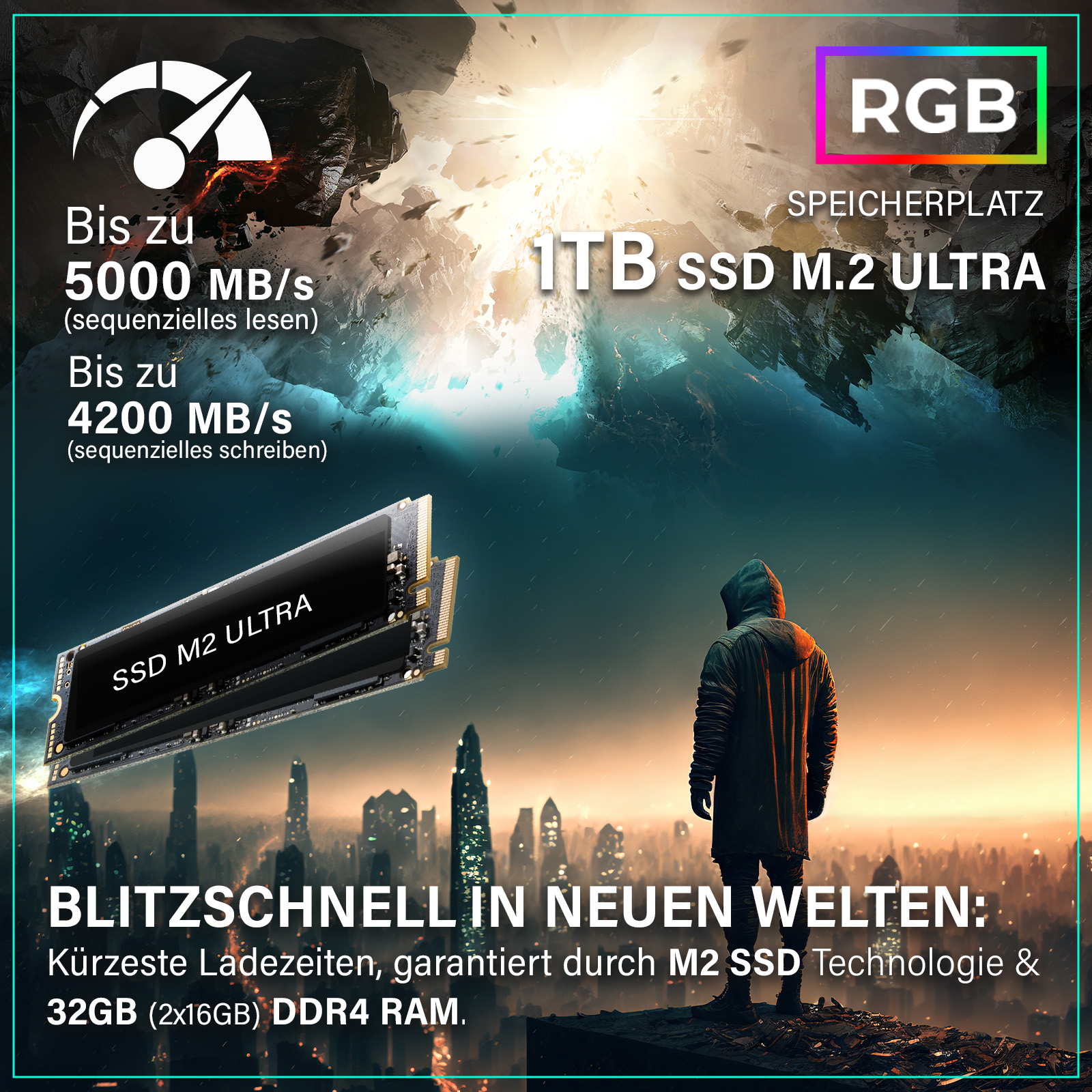 NVIDIA TB RAM, GeForce AMD, GB GREED RTX™ 1 Windows, Gaming-PC, MK2 SSD, 32 3060