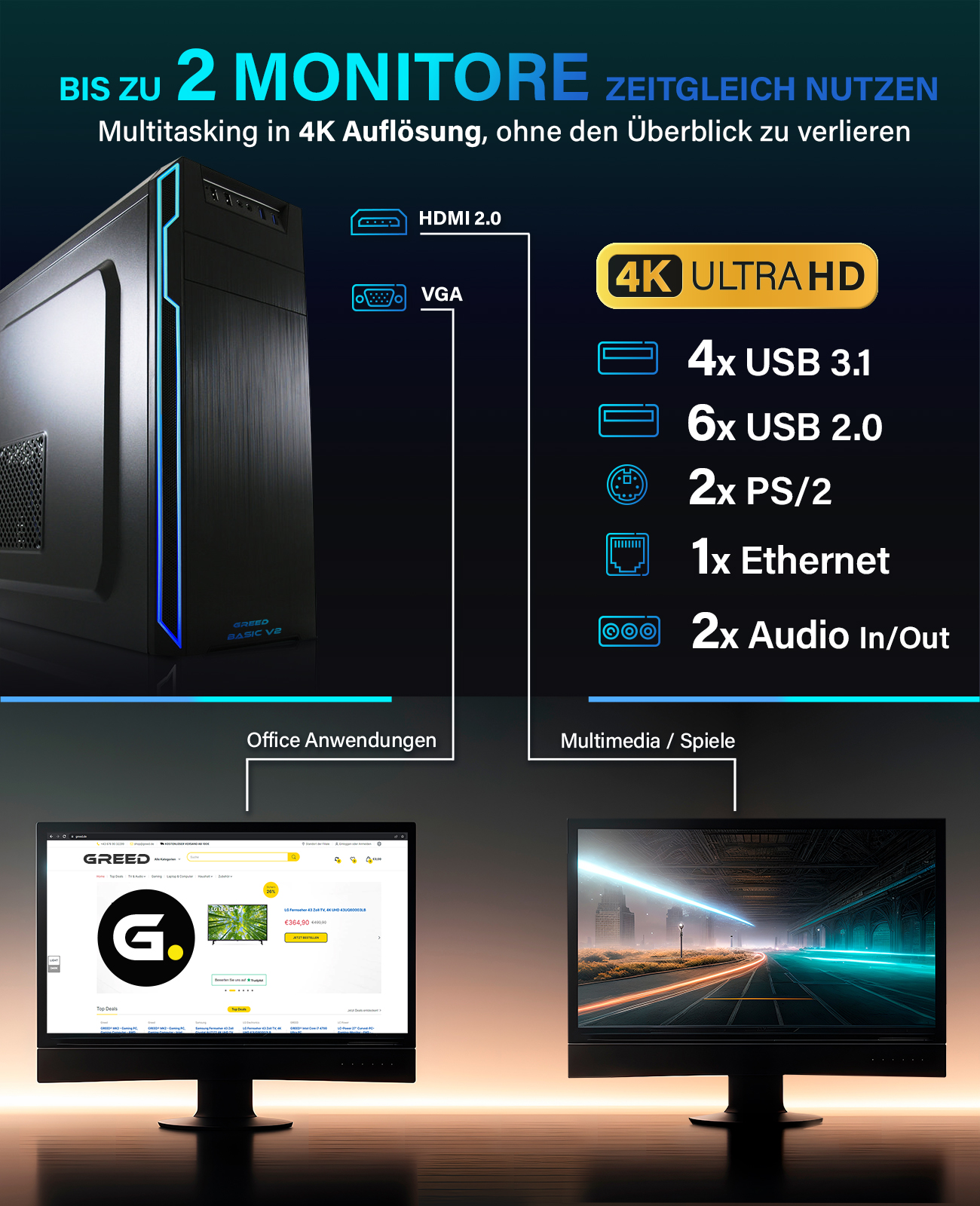 Komputer stacjonarny GREED V2 INTEL Ultra | Czarny