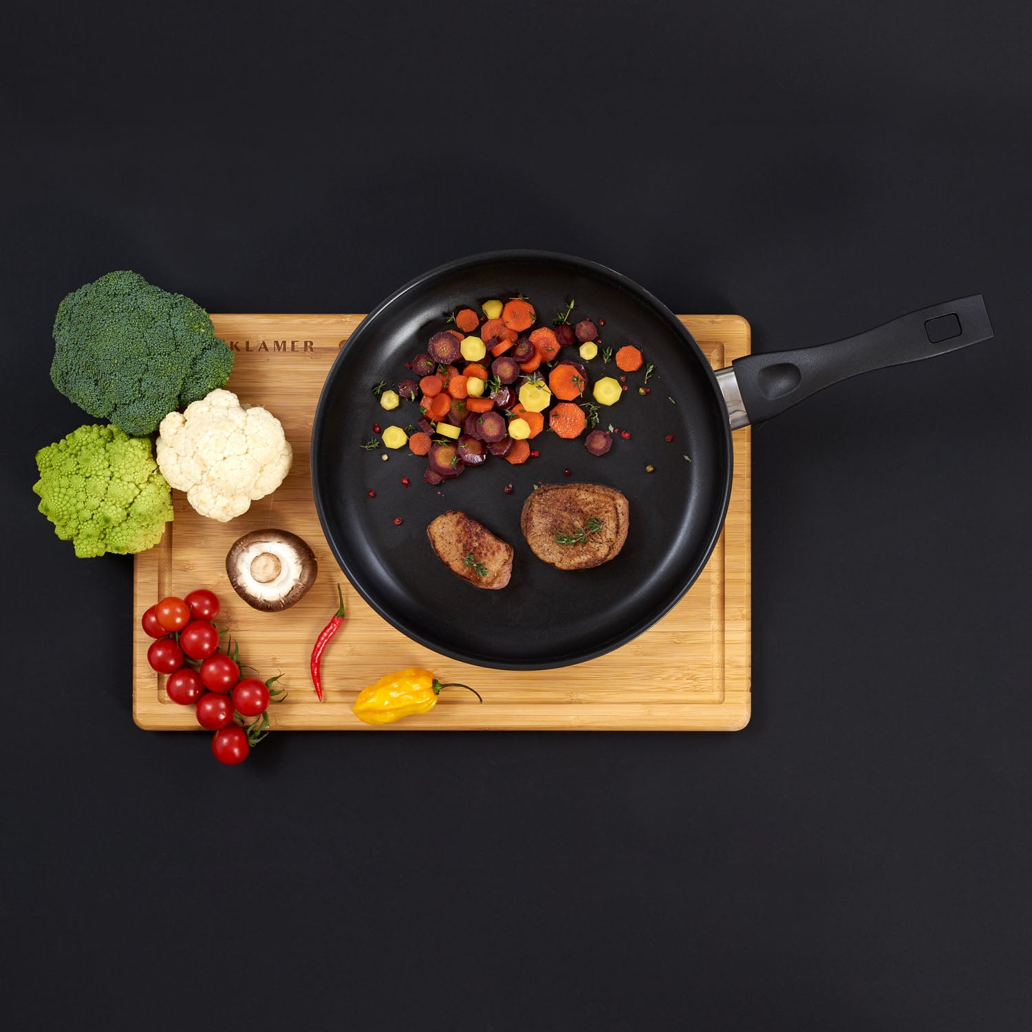 KLAMER Profi Edelstahl-Wok 28cm Wok