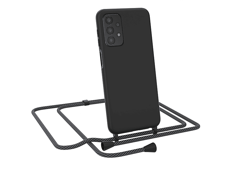 EAZY CASE Handykette Full Color Silikonhülle, Backcover, Samsung, Galaxy A23 5G, Schwarz / Grau