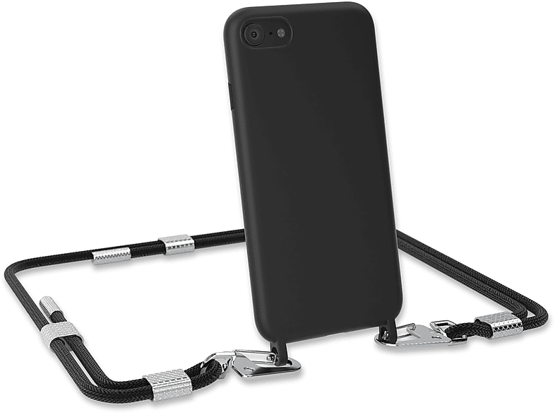 EAZY CASE Apple, 2022 2020, iPhone SE / iPhone 8, Umhängetasche, mit Runde Handykette SE / Karabiner, 7 Schwarz