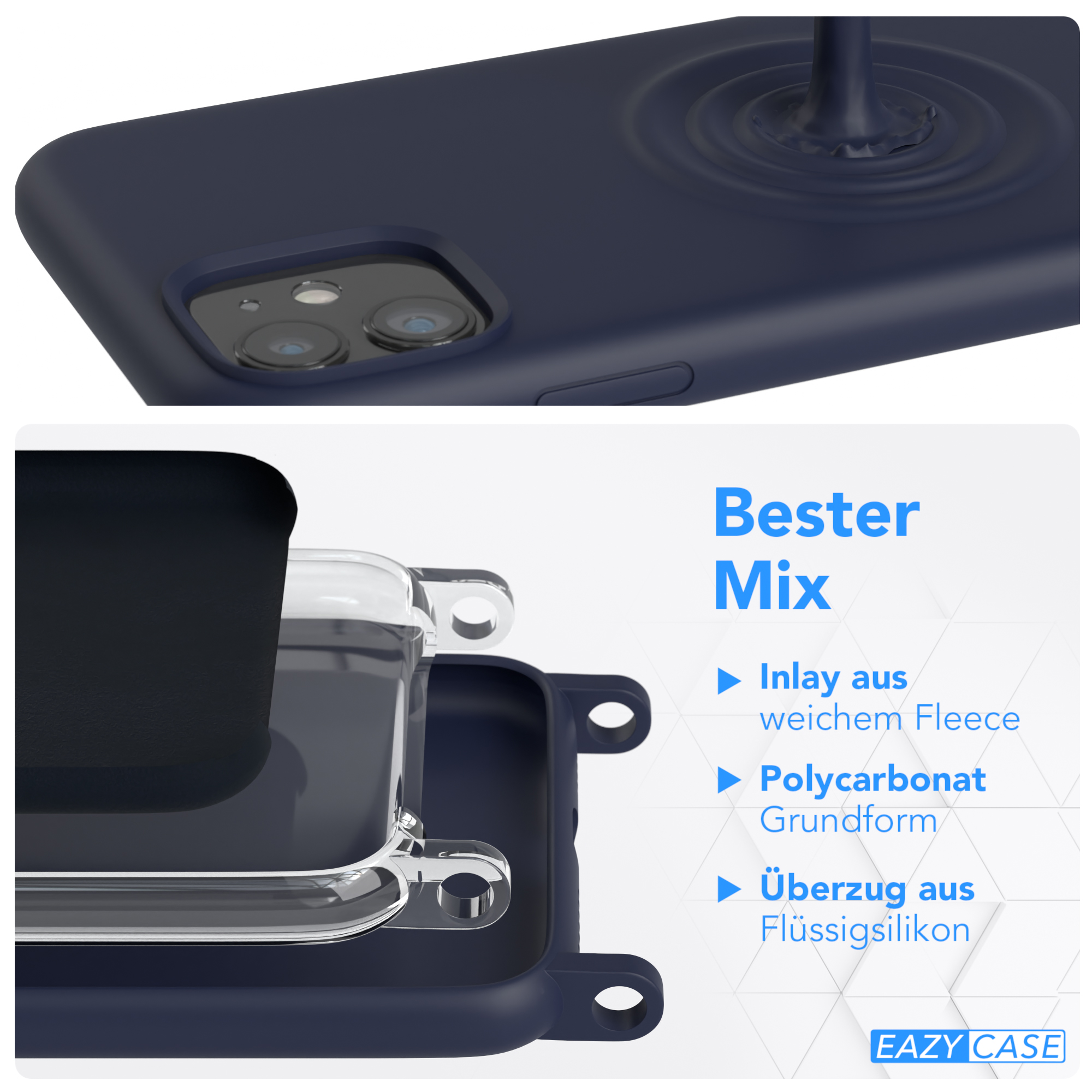 EAZY CASE Runde iPhone Apple, Full / 11, Color, Umhängetasche, Handykette Nachtblau Blau Dunkel