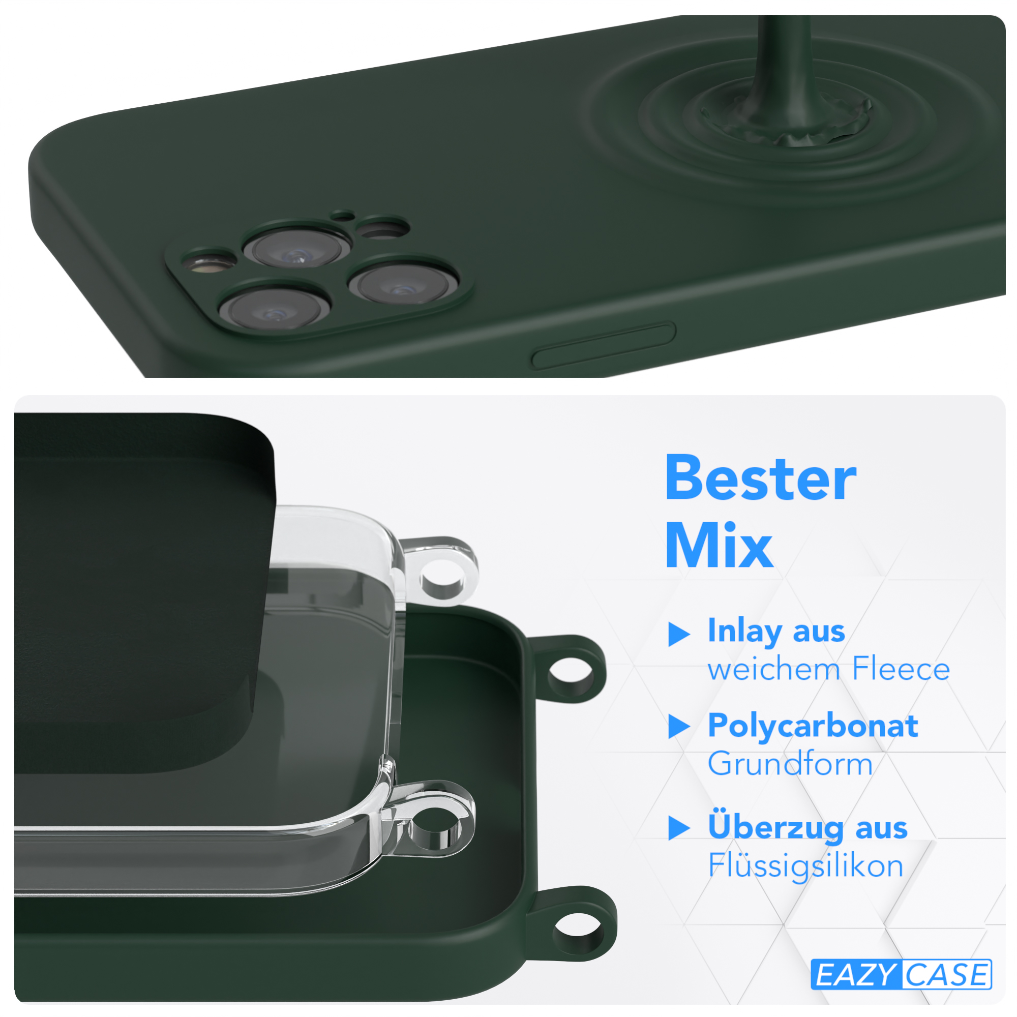 EAZY CASE Runde Handykette Full / Dunkel iPhone Apple, Pro, Apple 12 Umhängetasche, Color, Grün Piniengrün