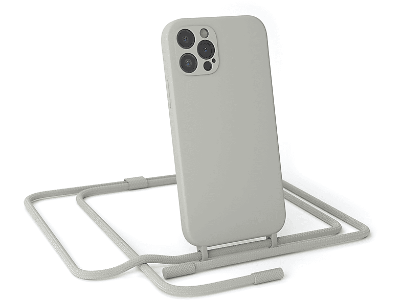 EAZY CASE Runde Handykette / Beige iPhone Grau Color, Umhängetasche, Apple Apple, Taupe Pro, Full 12