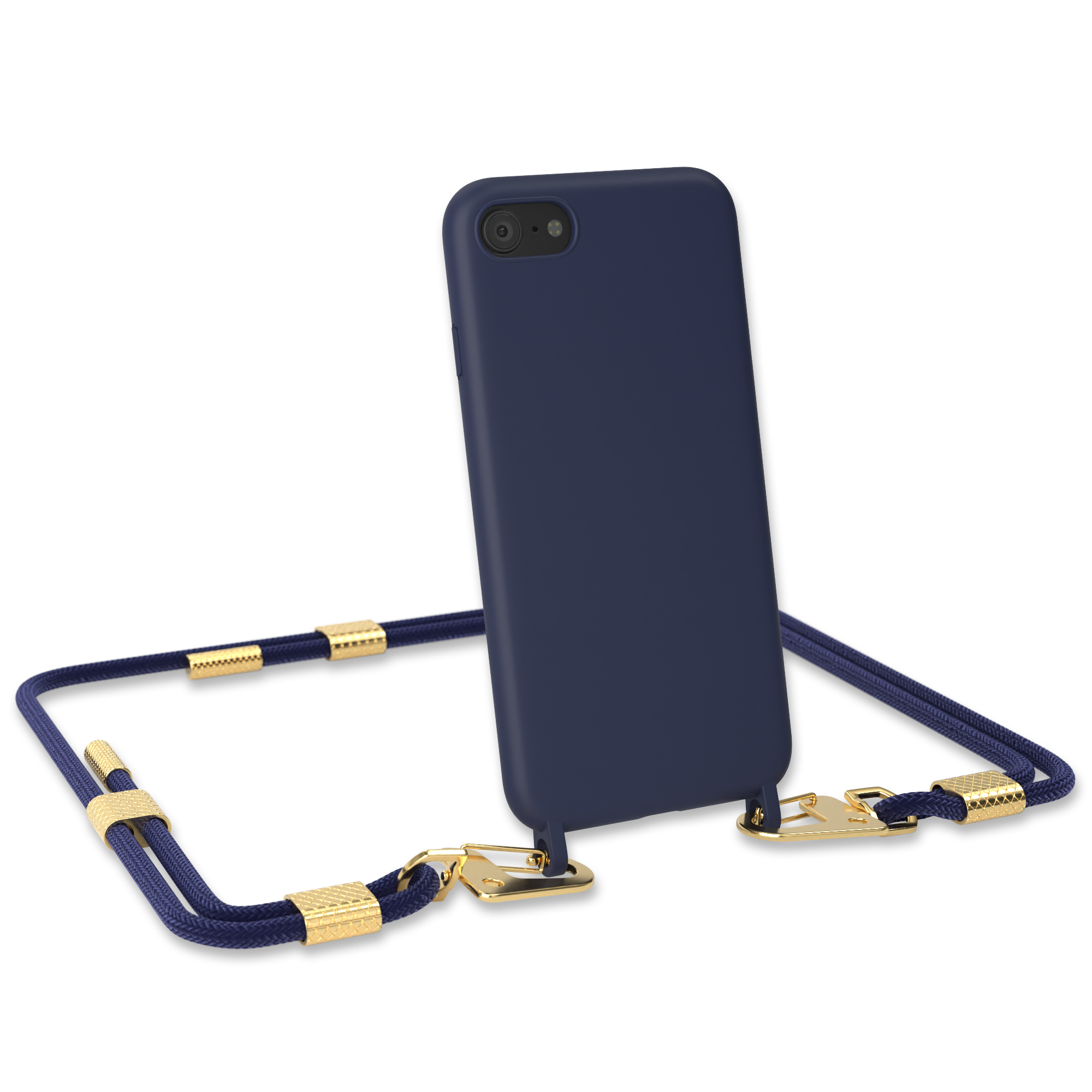 EAZY CASE Runde Handykette mit Apple, / iPhone Karabiner, 7 2020, Umhängetasche, 8, / iPhone Nachtblau Dunkel / 2022 SE SE Blau