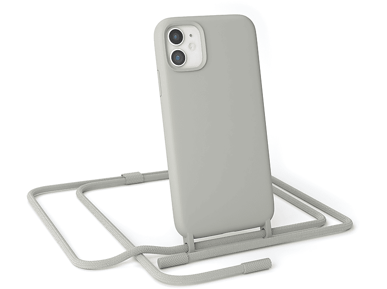 EAZY Grau Full CASE Umhängetasche, Color, iPhone Apple, Beige 11, Runde Taupe / Handykette