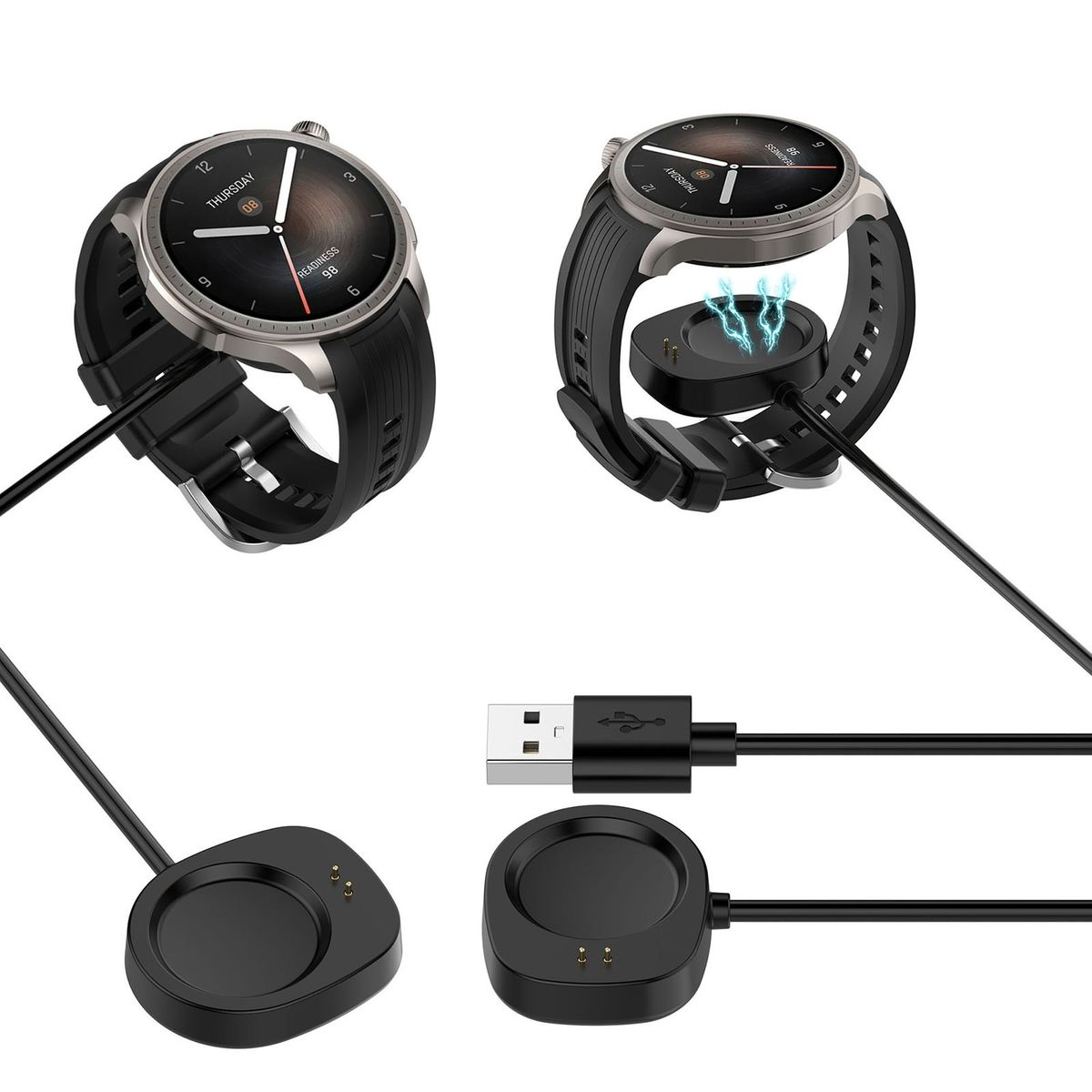 Perfekte Amazfit, Balance, Ladestation - Ladekabel, Schwarz Passform WIGENTO inkl. -,