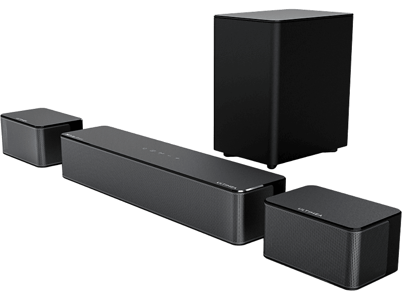 D60 Dolby 5.1 Bar, Schwarz Subwoofer, ULTIMEA Atmos - Sound mit Soundbar Poseidon